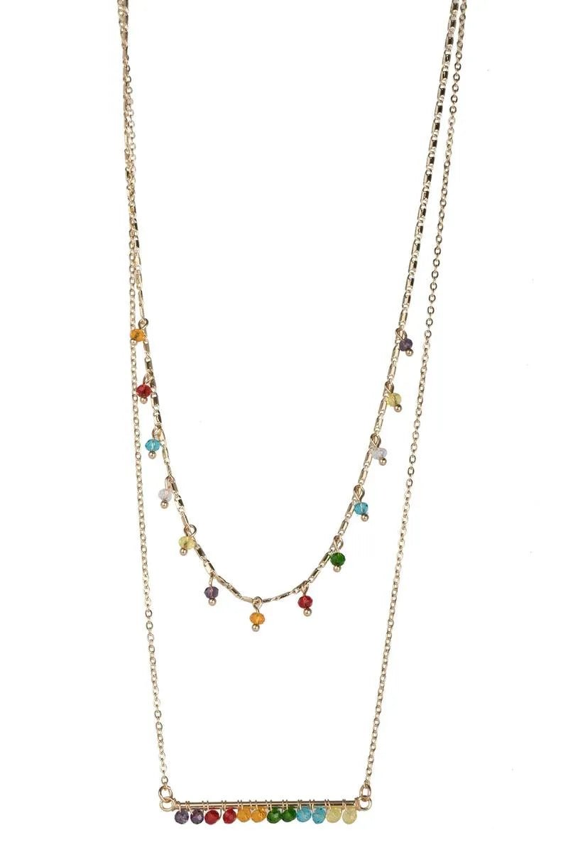 Rainbow Beaded Multi-Layer Necklace for Women - Colorful Bohemian Statement Jewelry for Parties, Festivals & Everyday Wear