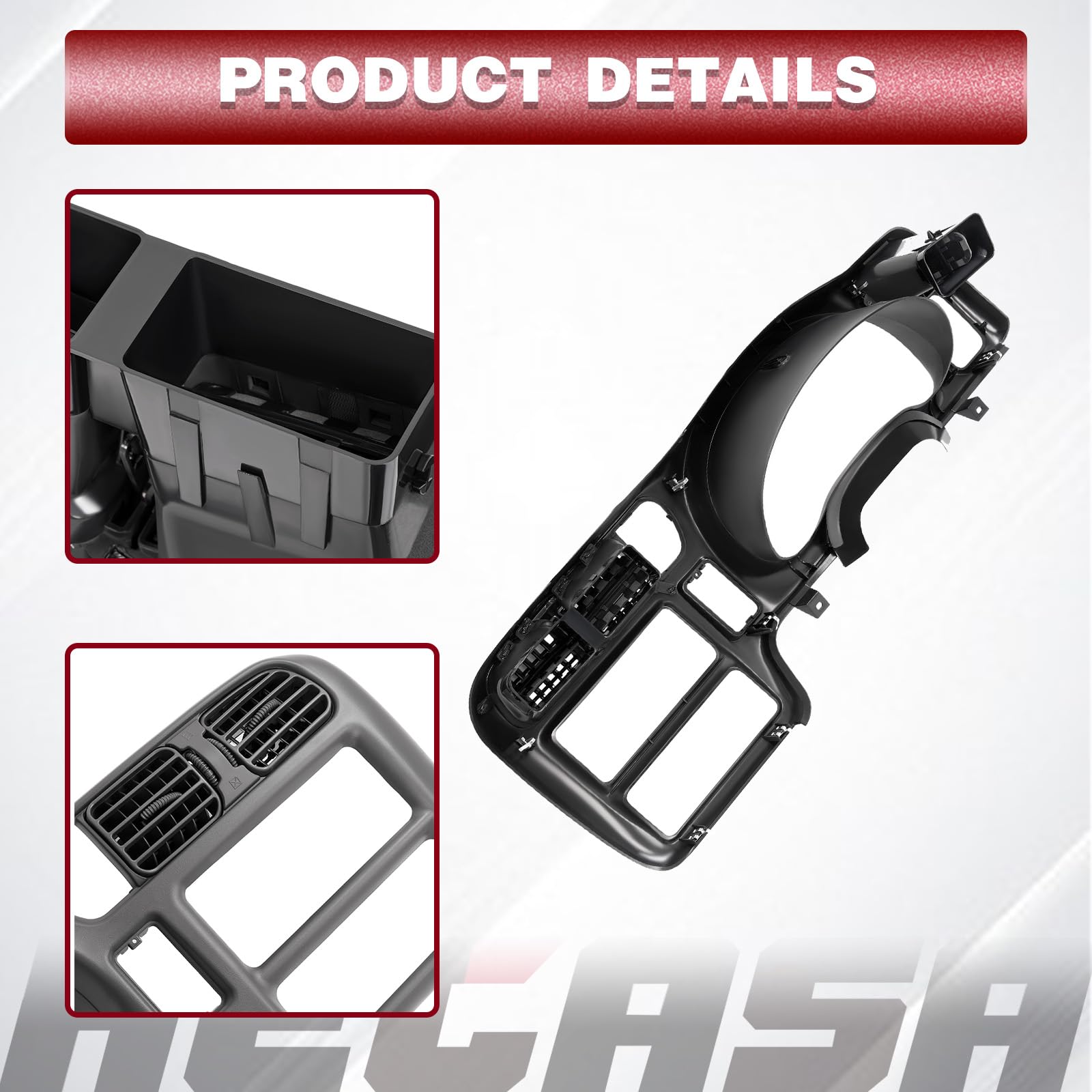 HECASA ABS Plastic Gray Dashboard Radio Panel Compatible with 1998-2002 Chevy Chevrolet S10 Blazer & GMC Jimmy - Single Din Radio Bezel Replacement for Enhanced Car Audio Upgrade | Perfect for DIY Car Stereo Installation and Dash Repair