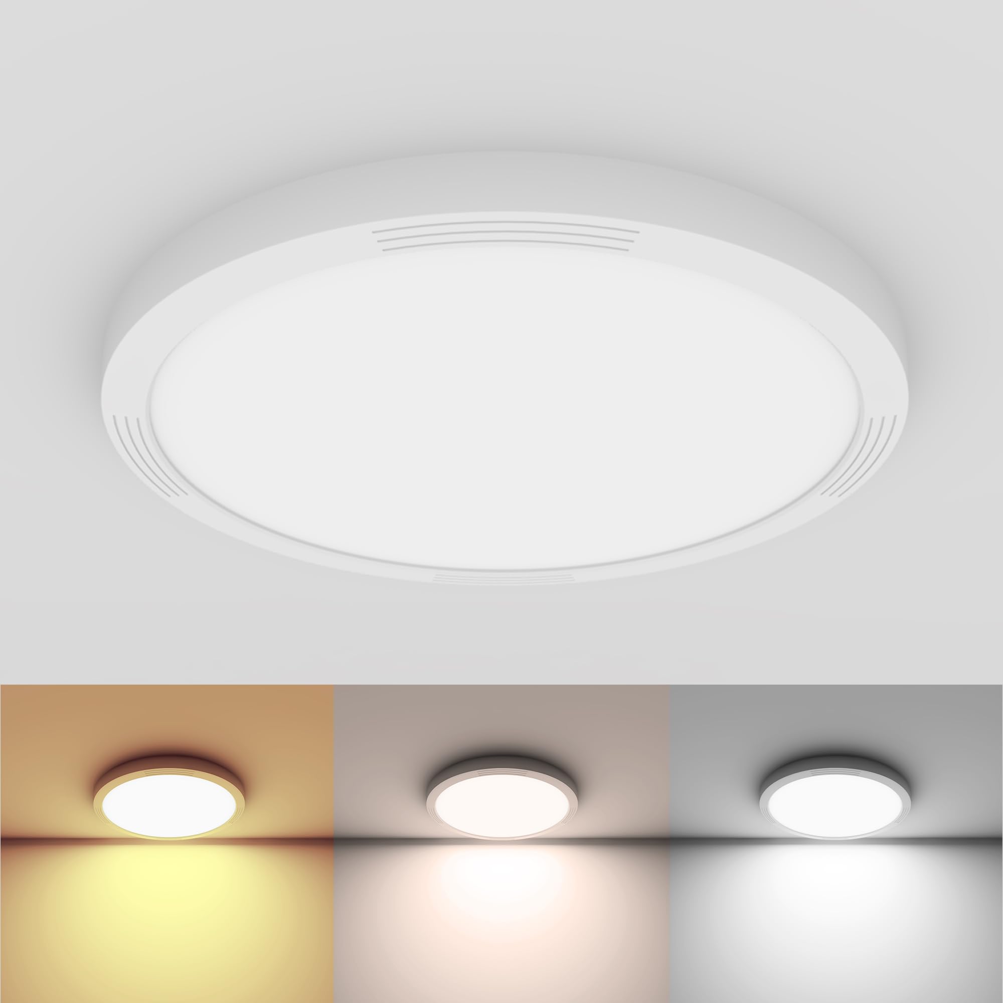 18W LED Ceiling Light Fixture - 1600LM Ultra Bright, 3 Color Temperatures (3000K/4500K/6000K), 8.7