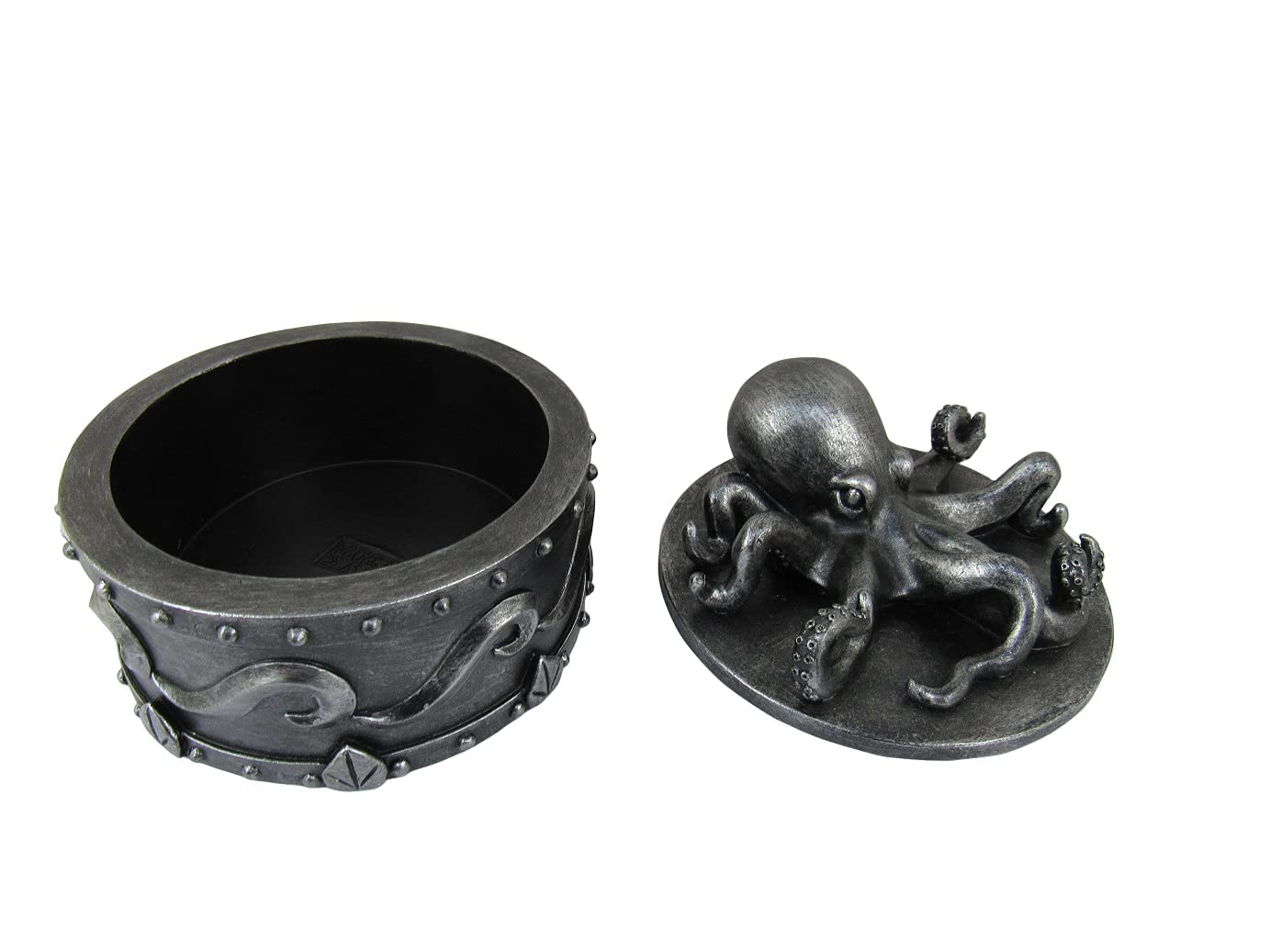 Sea Safe Keeper Pewter Octopus Trinket Box with Lid - 5 Inch Nautical Jewelry Storage Box for Women | Home Decor Ocean Theme Gift | Perfect for Organizing Rings, Earrings & Small Keepsakes