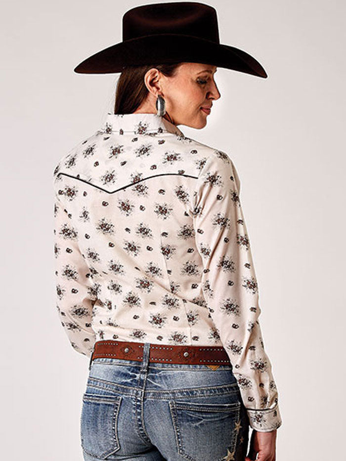 Roper Women's Long Sleeve Western Shirt - Cream 01 050 0086 0352 | Cowgirl Style Shirt for Rodeo, Country Music Festivals & Casual Wear