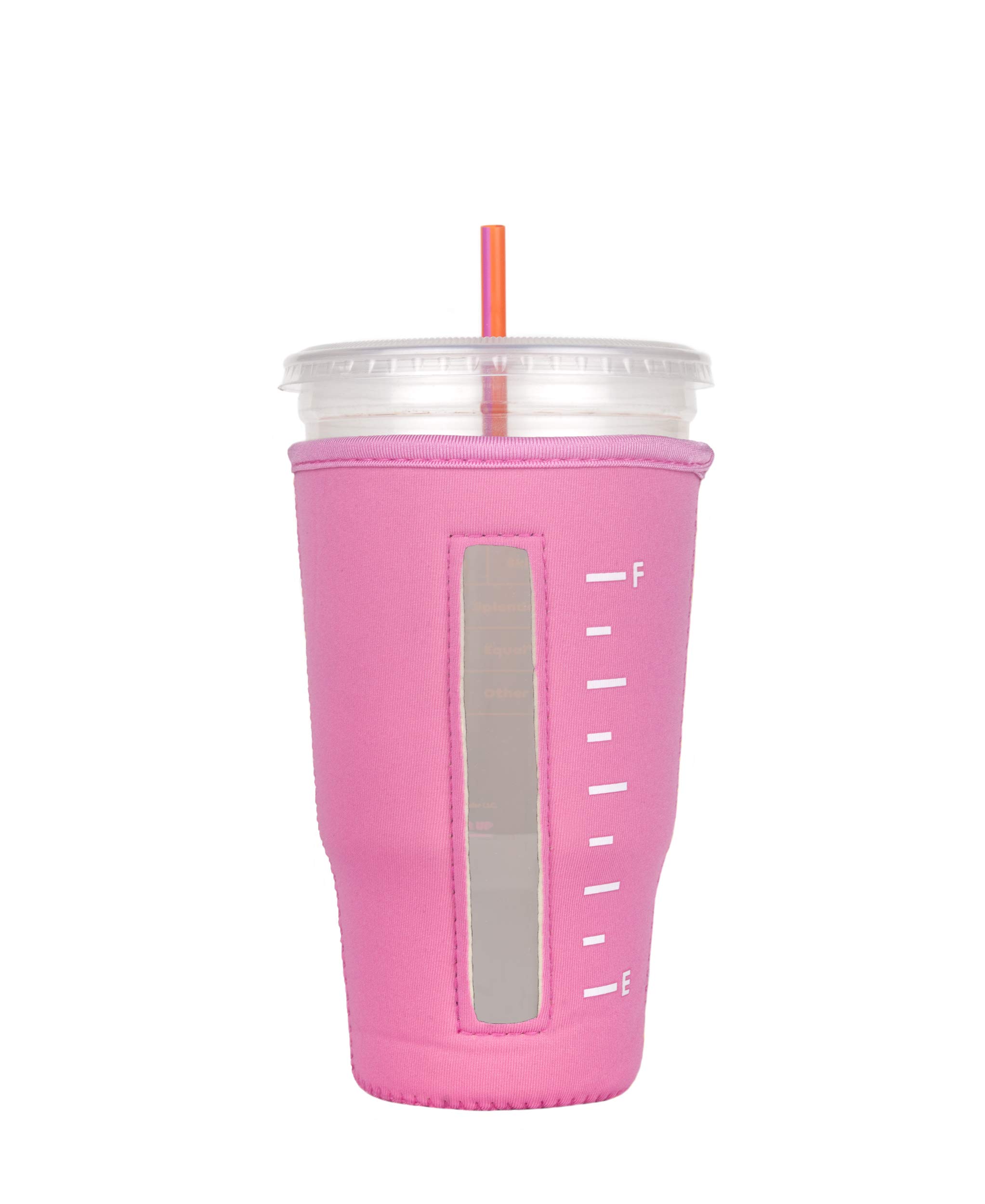 Eco-Friendly Reusable Neoprene Cup Sleeve for Iced Coffee & Cold Drinks - Insulated Beverage Protector (Light Pink, Large) - Perfect for Starbucks, Dunkin', Iced Lattes & Summer Drinks