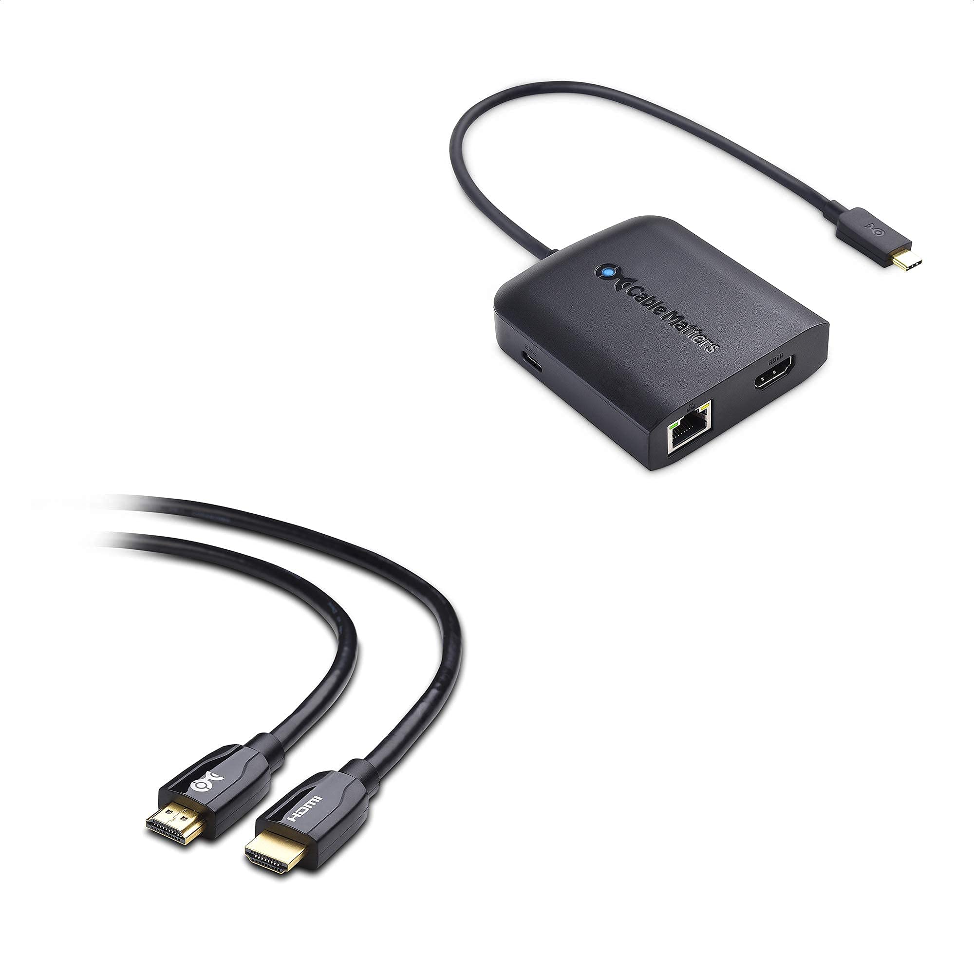 Cable Matters 8-in-1 USB C Hub with 4K HDMI, 80W PD Charging, Gigabit Ethernet, 3 USB Ports - Thunderbolt 3 Compatible for MacBook Pro, Surface Pro, Dell XPS - Ideal for Home Office, Remote Work & Travel Accessories (Black)