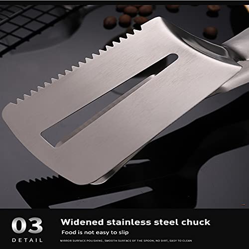 Premium Stainless Steel BBQ Tongs with Teeth - Heavy Duty Grill Spatula Turner for Steak, Fish, Pizza & Meats - Perfect for Outdoor Grilling, Camping & Kitchen Cooking Utensil Set