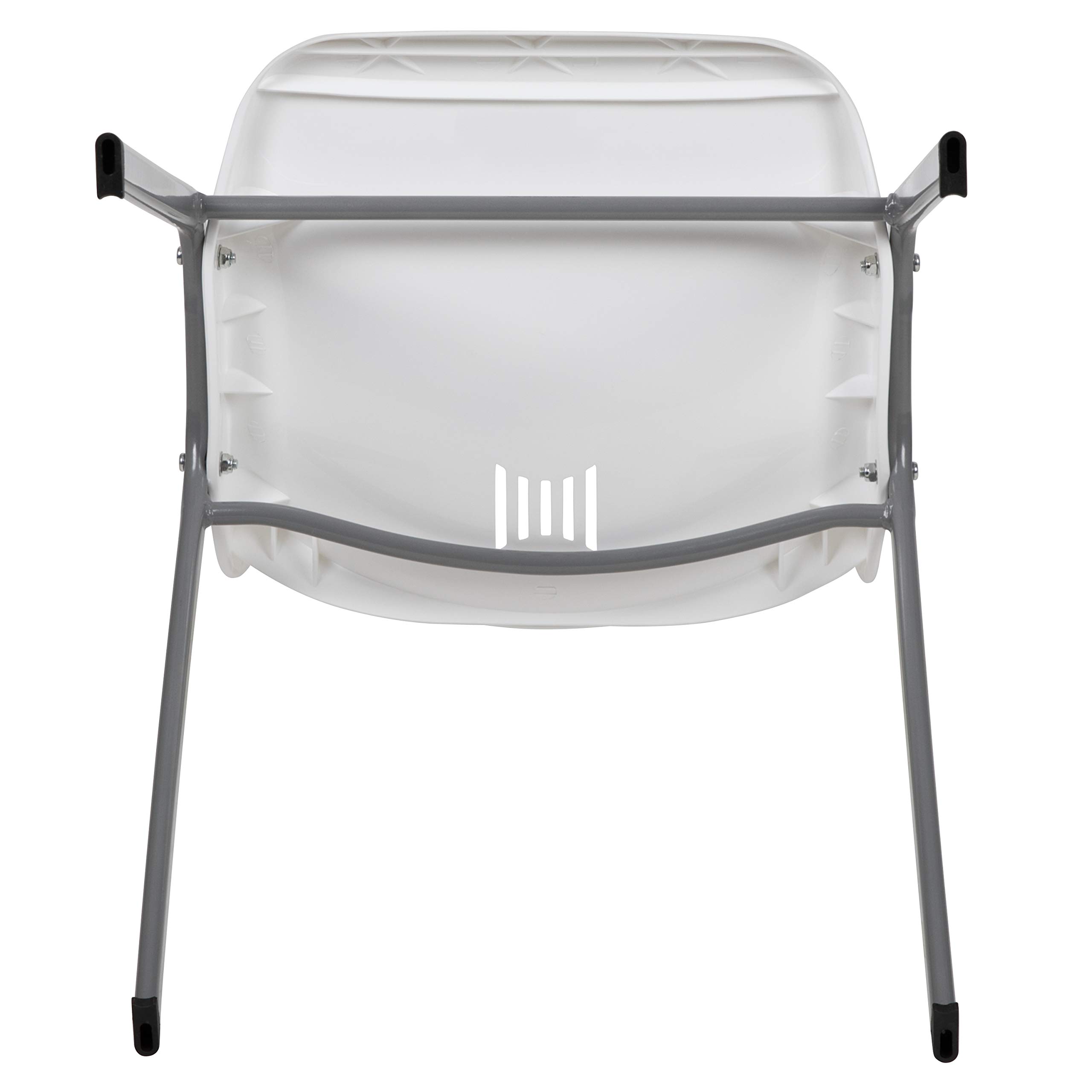 EMMA + OLIVER White Ergonomic Shell Student Stack Chair - Comfortable Classroom & Office Guest Chair for School, Conference Room, and Home Study Use