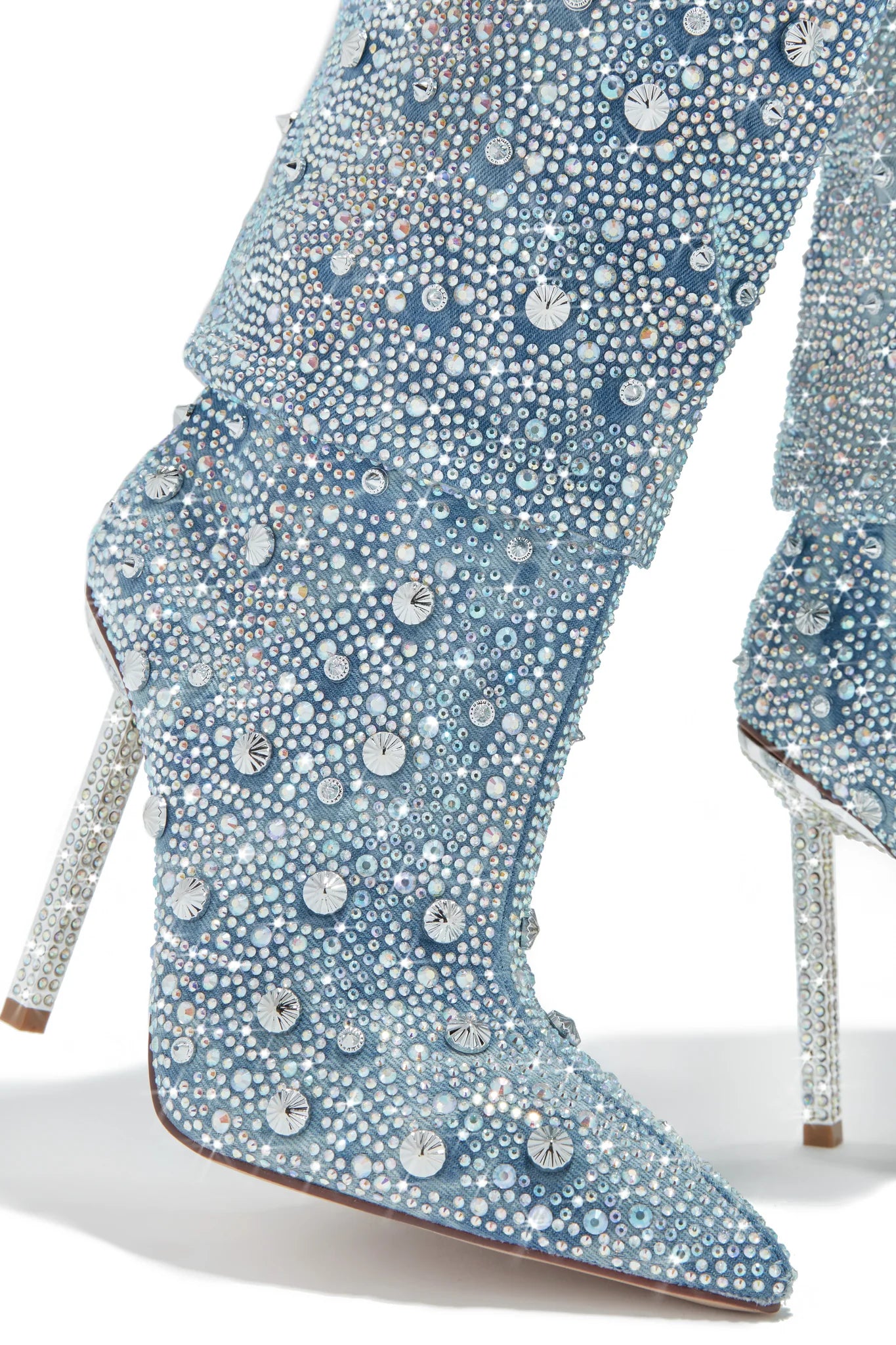 Women's Chelsea Embellished Denim Boots - Stylish Ankle Boots with Rhinestone Decor for Casual Outfits & Night Out | Perfect for Fall Fashion, Date Nights & Office Wear