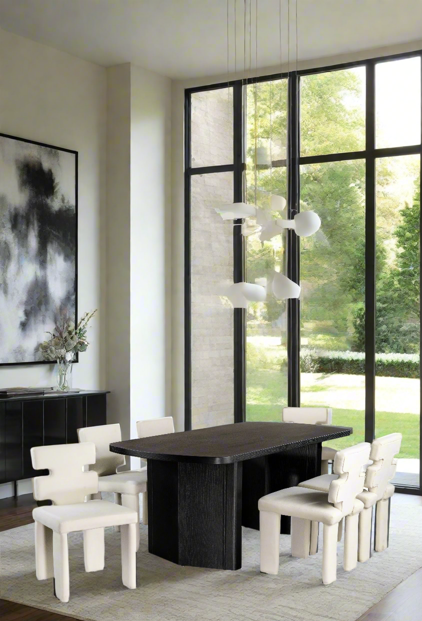 Modern White Rectangular Dining Table Set for 6 - Solid Wood Kitchen Table with 6 Chairs - Perfect for Family Dinners, Entertaining Guests & Small Space Dining Rooms