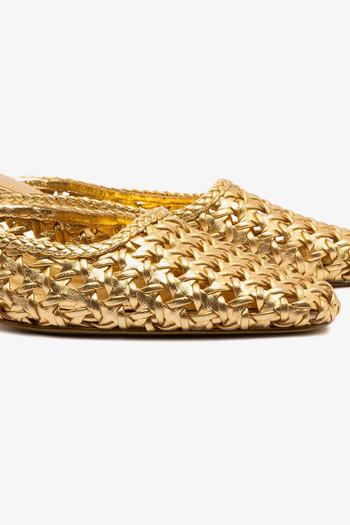 Amal Macrame Mule Sandals - Gold Metallic Leather Slides for Women | Bohemian Summer Shoes for Beach, Vacation & Casual Outfits