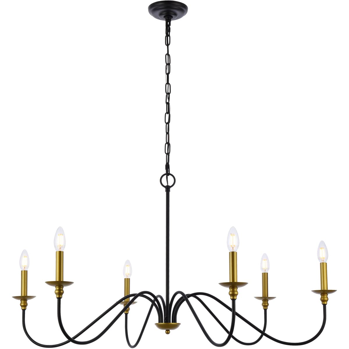 Elegant Rohan Collection 6-Light Chandelier - Modern Crystal Ceiling Light Fixture for Dining Room, Living Room & Bedroom Decor