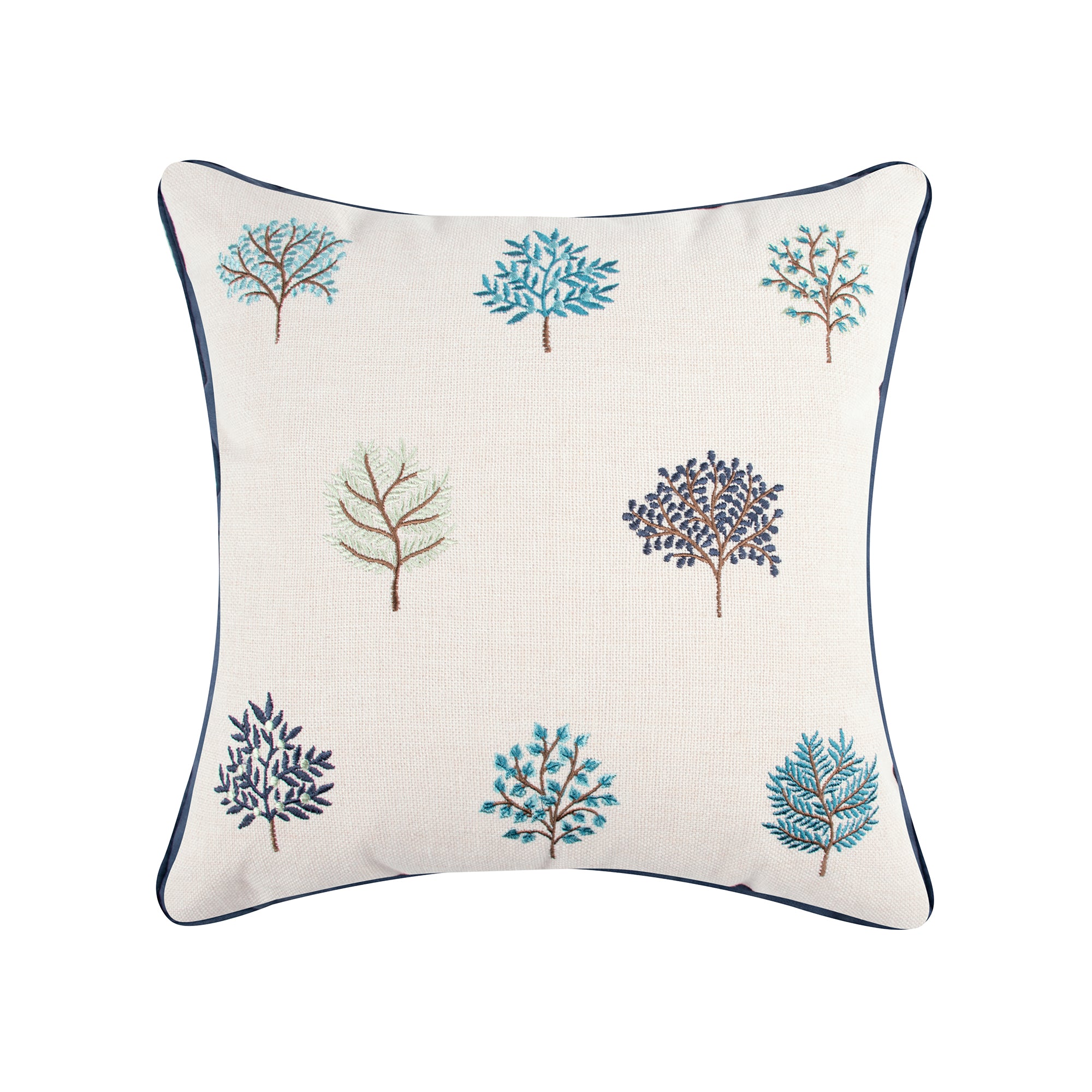 English Forest Embroidered Tree Pillow - Cozy Home Decor for Living Room, Bedroom & Nursery | Nature-Inspired Throw Pillow for Sofa, Couch & Window Seat