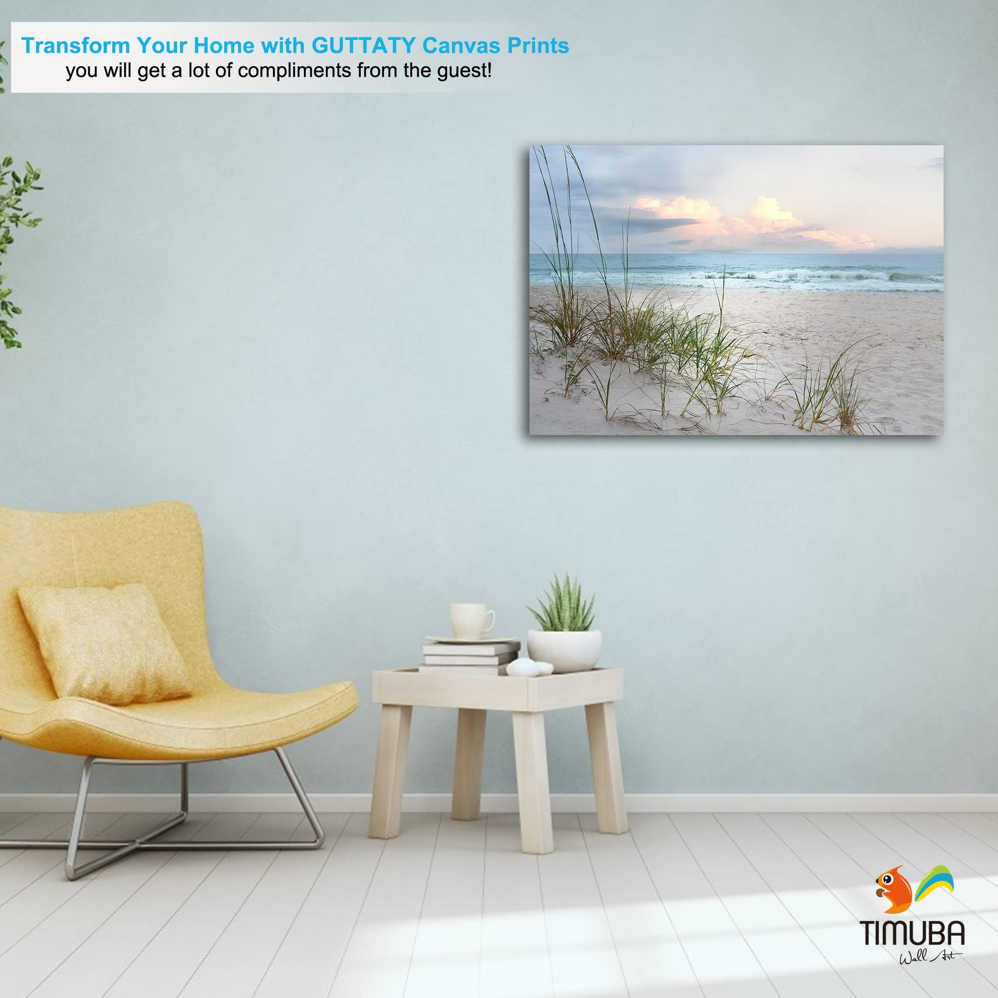 TIMUBA Beach Canvas Wall Art - 28x40 Inch Coastal Landscape Painting for Living Room & Bathroom Decor | Ocean Themed Wall Decor for Home, Office | Waterproof Canvas Print for Beach House & Seaside Decor