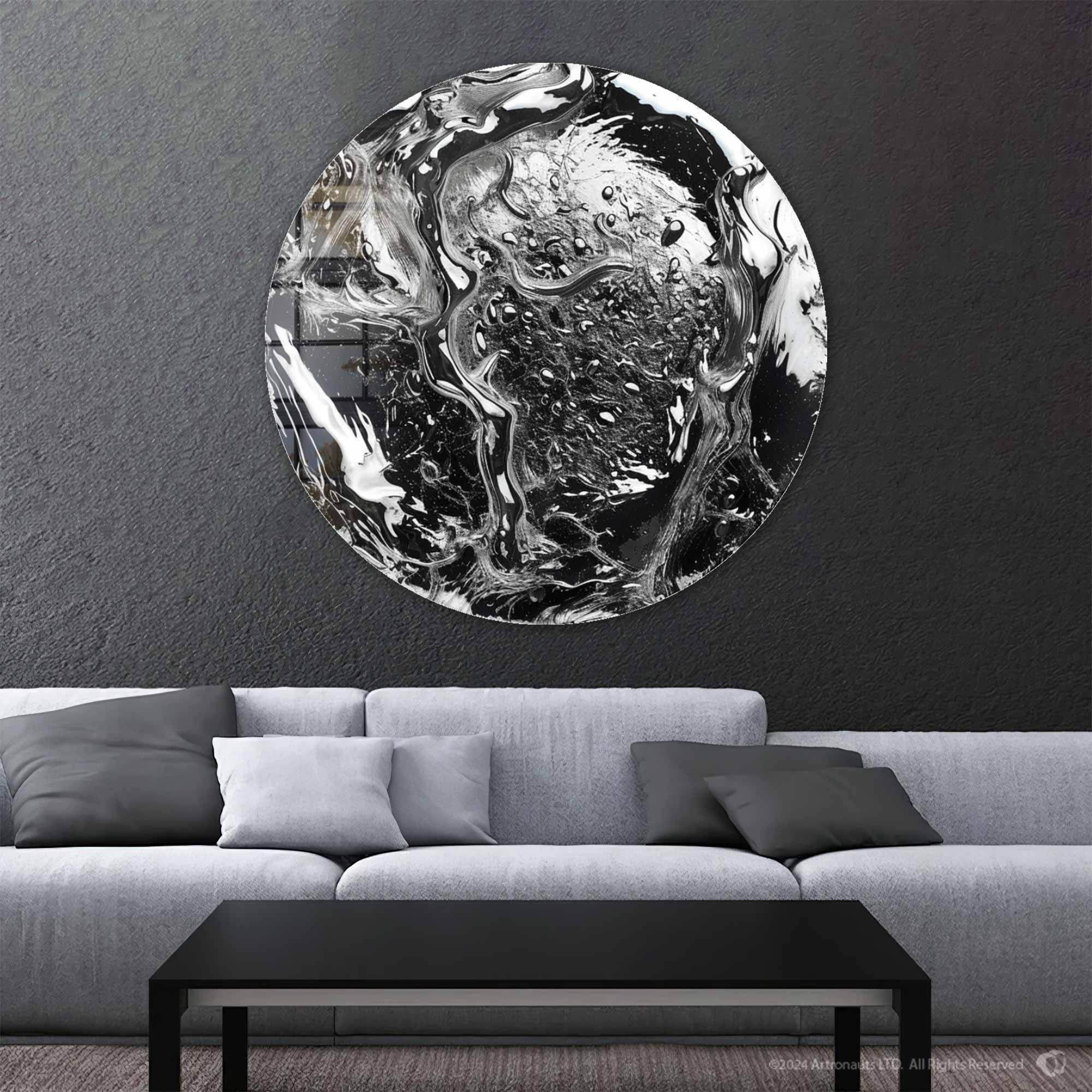 Abstract Pb 82 Rounded Glass Wall Art - Modern Home Decor for Living Room, Bedroom & Office - Elegant Glass Wall Sculpture for Contemporary Interior Design