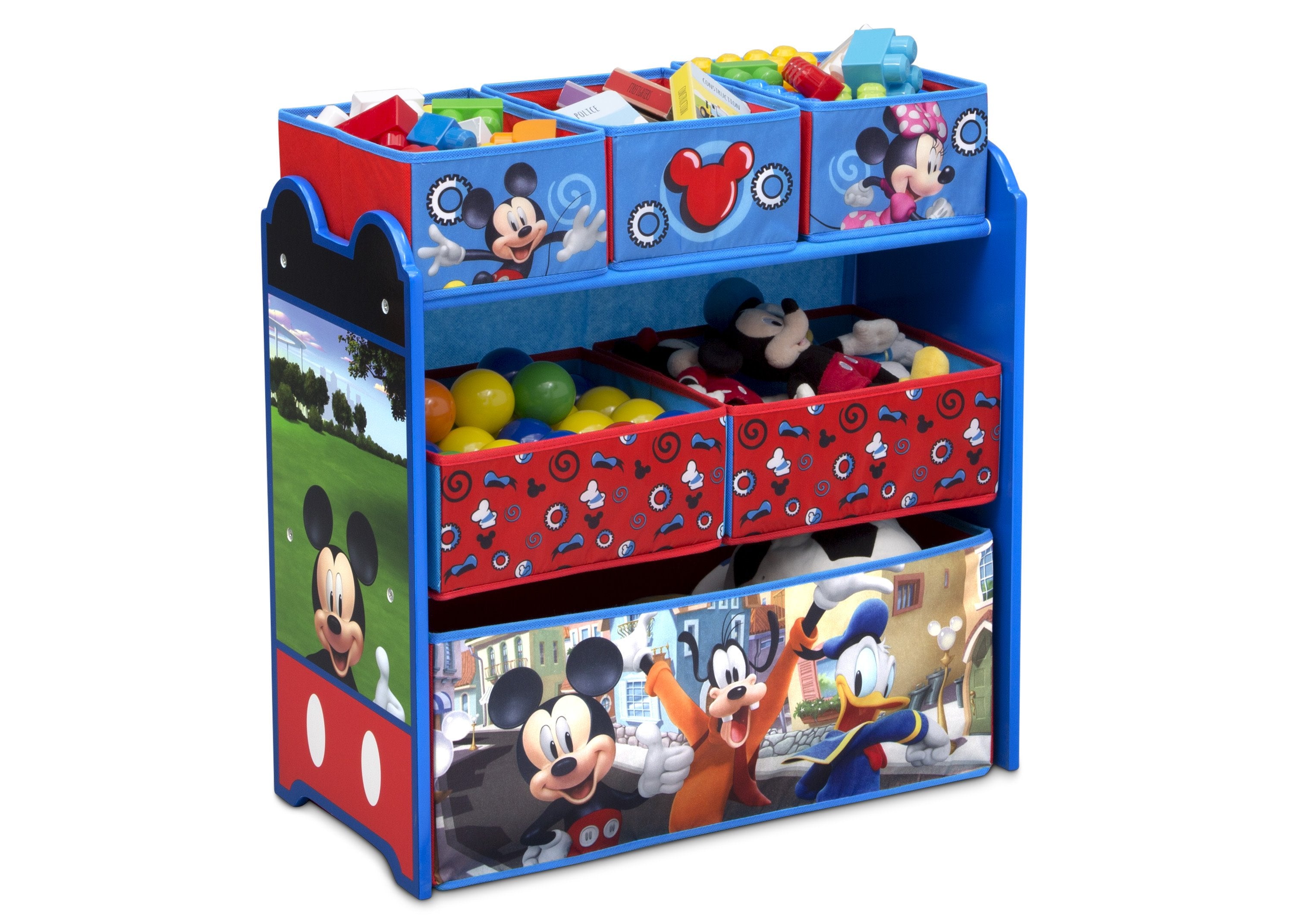 Mickey Mouse Kids Playroom Set - 4 Piece Table & Chairs with 6 Bin Toy Organizer for Toddlers | Perfect for Playrooms, Daycares & Preschools