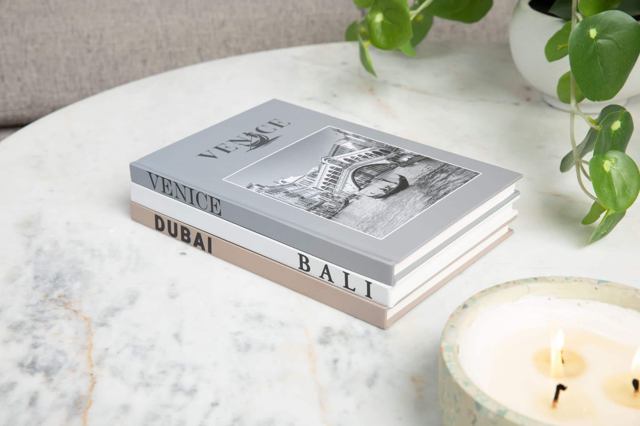 Set of 3 Decorative Hardcover Books for Coffee Table & Home Decor - Modern Matte Book Stack - Fashion Designer Display Book Set | Perfect for Living Room, Office & Shelf Styling