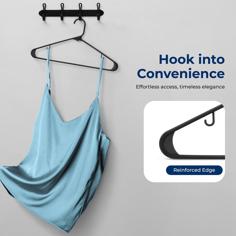 SereneLife Premium 20 Pack Plastic Hangers - Lightweight & Durable Space Saving Closet Organizers for Shirts, Sweaters, Hoodies, Dresses & Kids Clothes - Perfect for Home, Closet & Wardrobe Organization (Black)