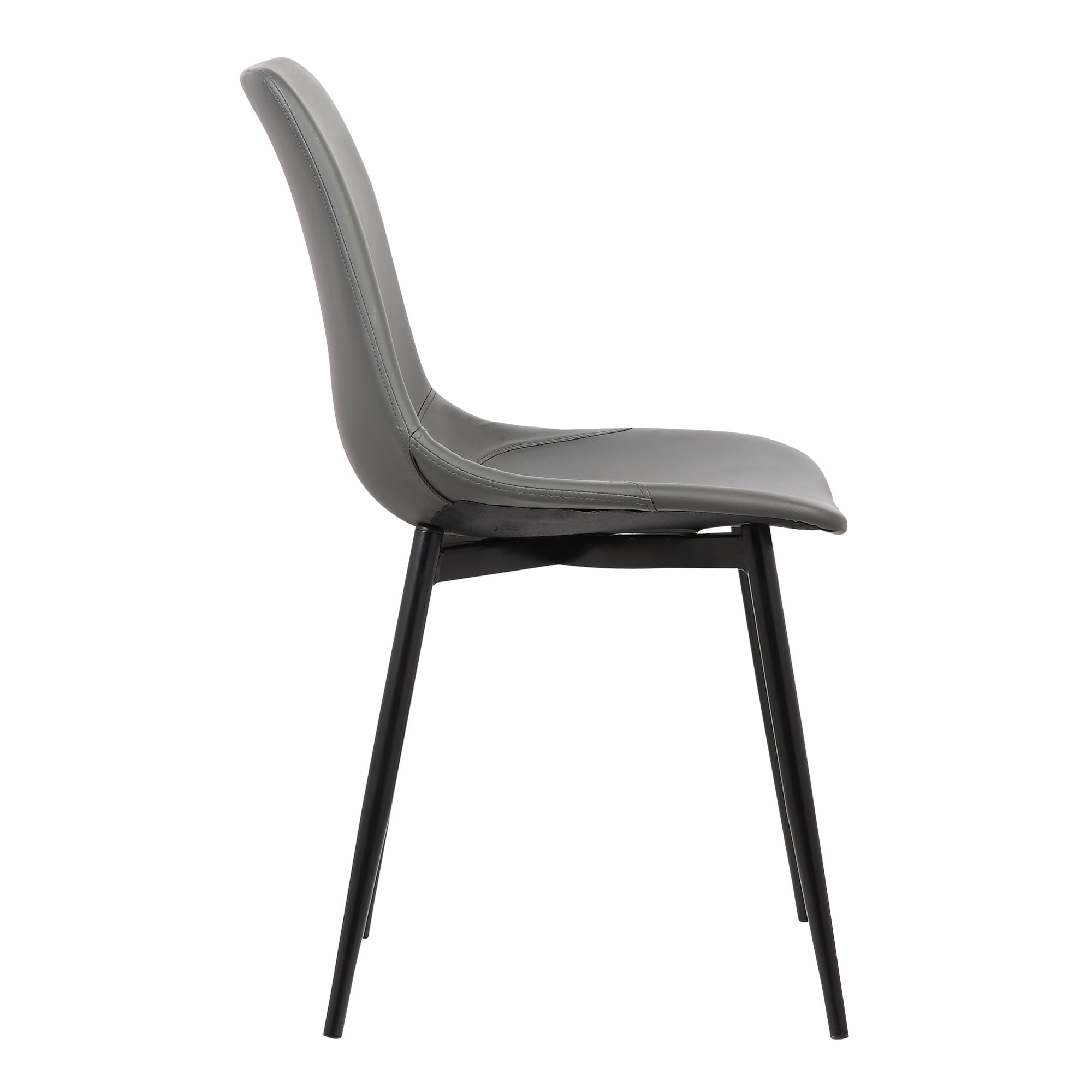 Armen Living Monte Mid Century Modern Dining Chair - Charcoal Gray Faux Leather with Black Metal Legs - Perfect for Kitchen, Dining Table, Home Office Desk & Vanity Area