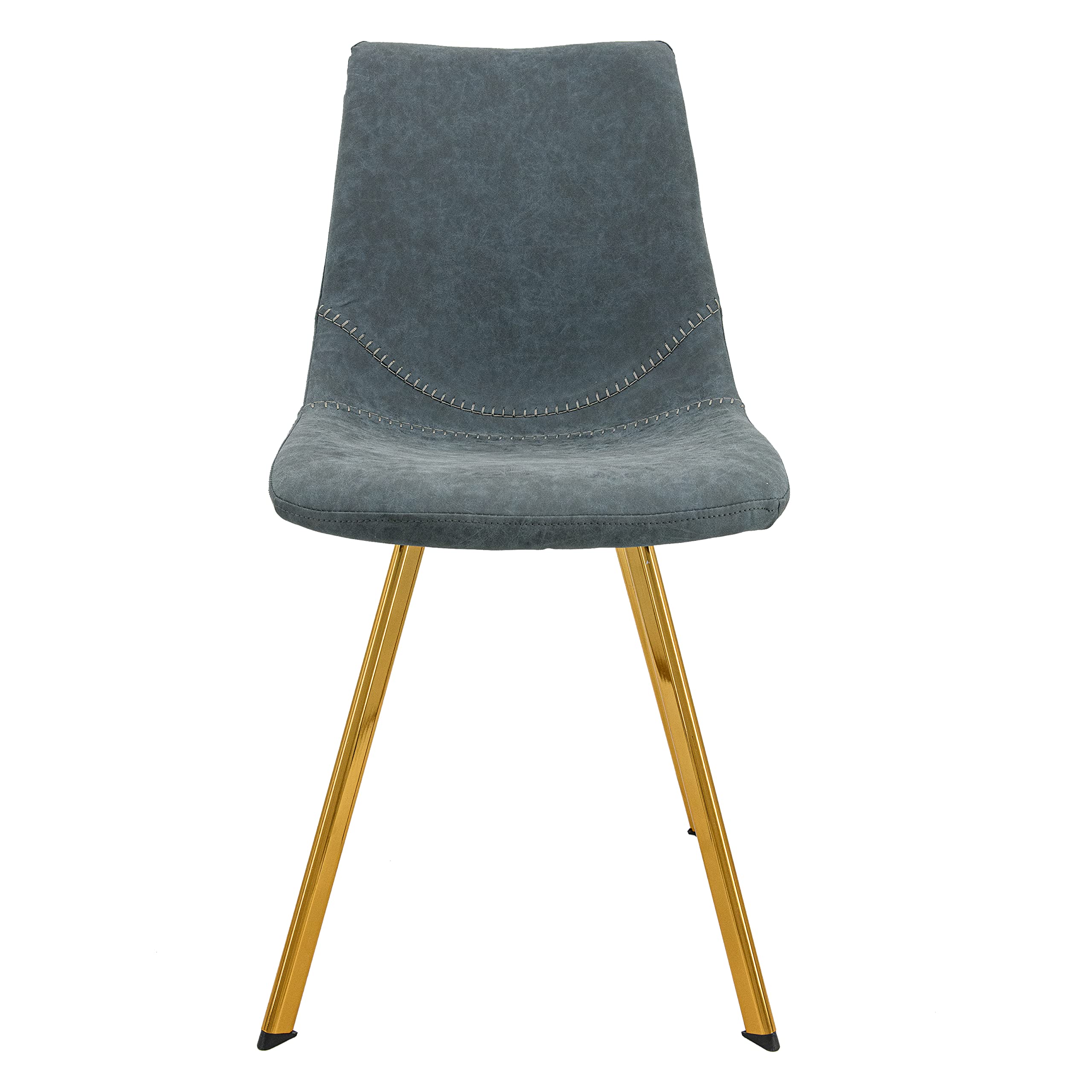 Modern Leather Dining Chairs with Gold Legs - LeisureMod Markley Kitchen Chairs in Peacock Blue for Home, Restaurant & Office Use