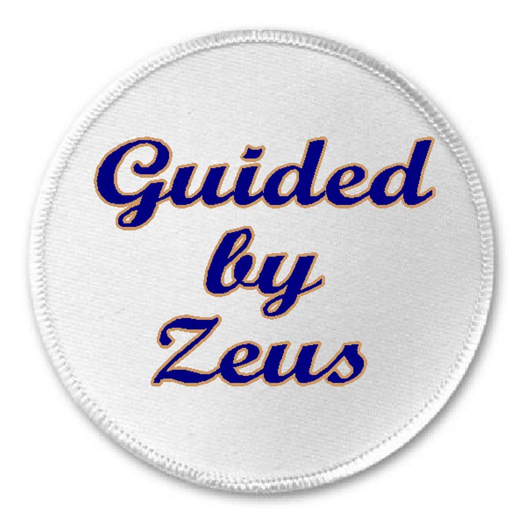 Guided By Zeus - 3 Inch Sew On or Iron On Patch - Ancient Greek Mythology God Embroidered Badge for Jackets, Backpacks & DIY Crafts