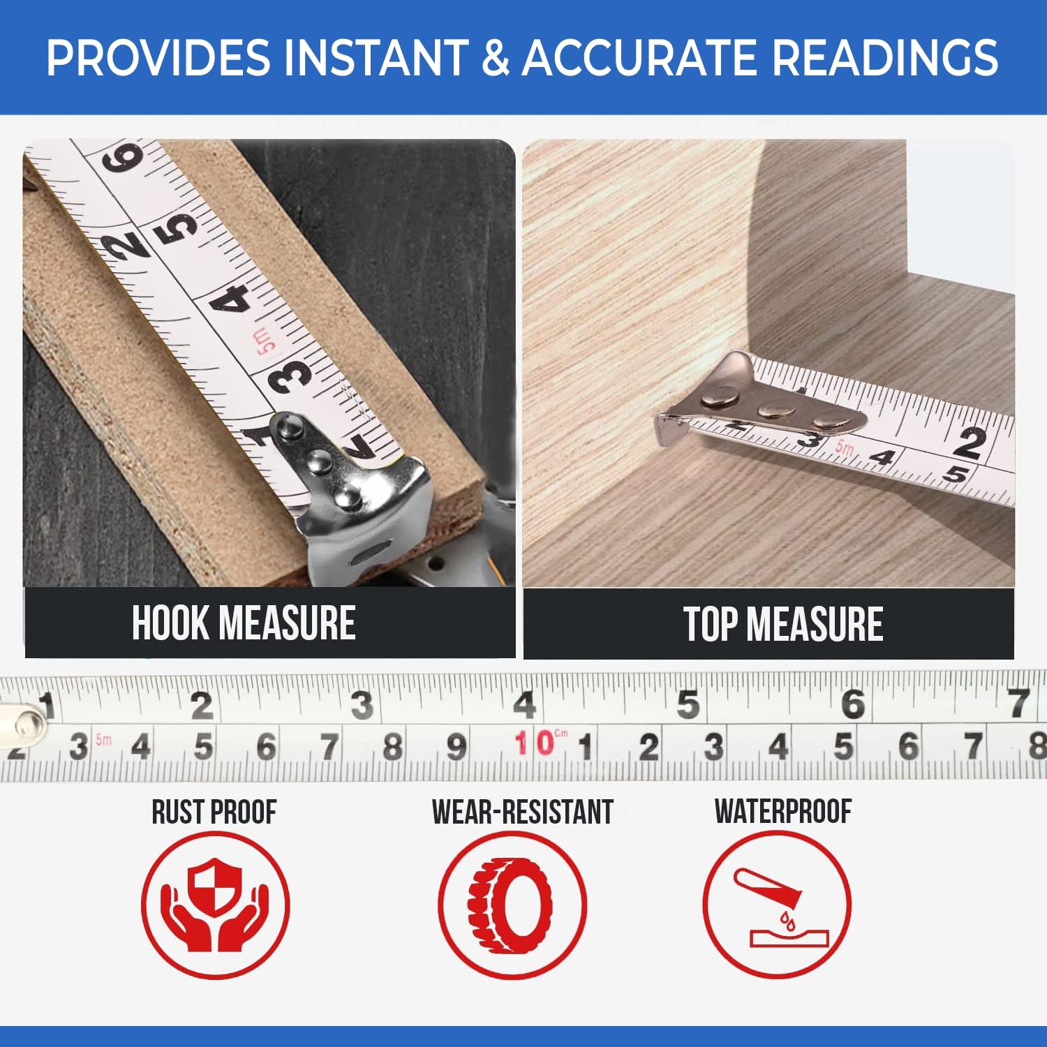 Homestic 5M/16ft Measuring Tape - Professional Durable Surveying Tape with Metric/Imperial Scale for Outdoor Construction, DIY Projects & Tailoring | Blue Measuring Tool
