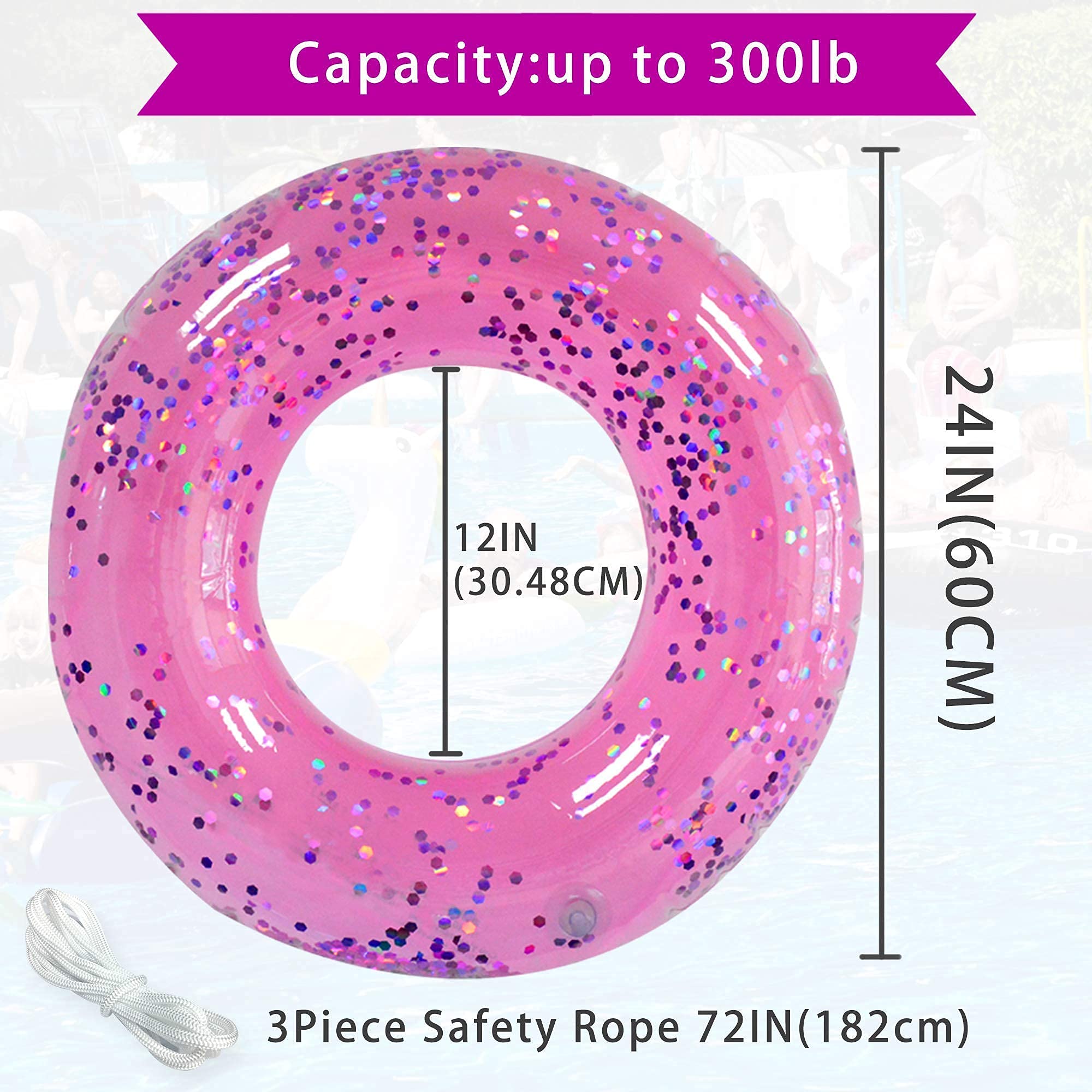 **3 Pack Kids Pool Floats - Inflatable Swim Rings & Pool Tubes Toys for Summer Fun, Beach & Pool Party Supplies with Patch & Tow Rope (Perfect for Swimming, Beach Trips & Pool Parties)**