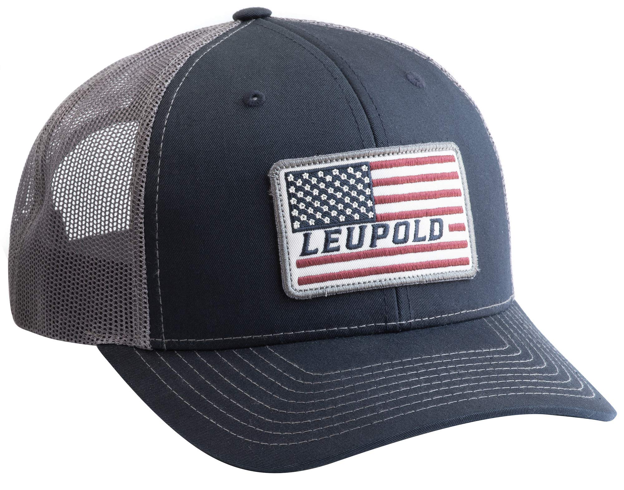 Leupold Flag Trucker Hat - Adjustable Snapback Cap for Men & Women - Patriotic American Flag Design - Perfect for Outdoor Activities, Hiking, and Casual Wear