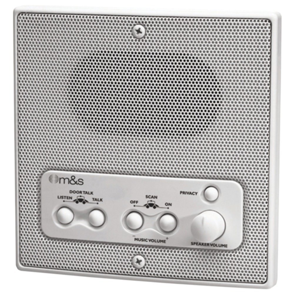M&S Systems DMC1RS Wireless Intercom System - Indoor Remote Room Speaker with Radio Scan, White - Perfect for Home, Office, and Security Communication