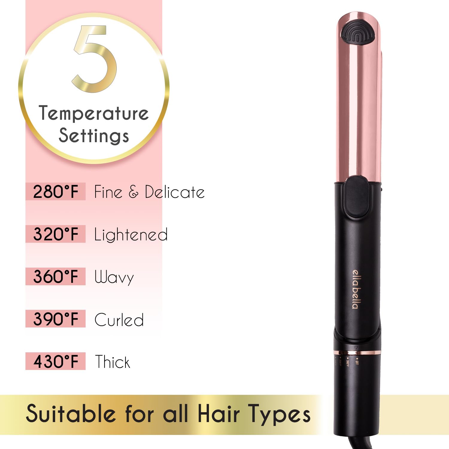 ELLA BELLA® 2-in-1 Titanium Hair Straightener & Curling Iron with Cooling Air Vents - Professional Salon Styling Tool for Smooth, Voluminous Hair - Perfect for Home Use, Travel & Salon-Quality Styling