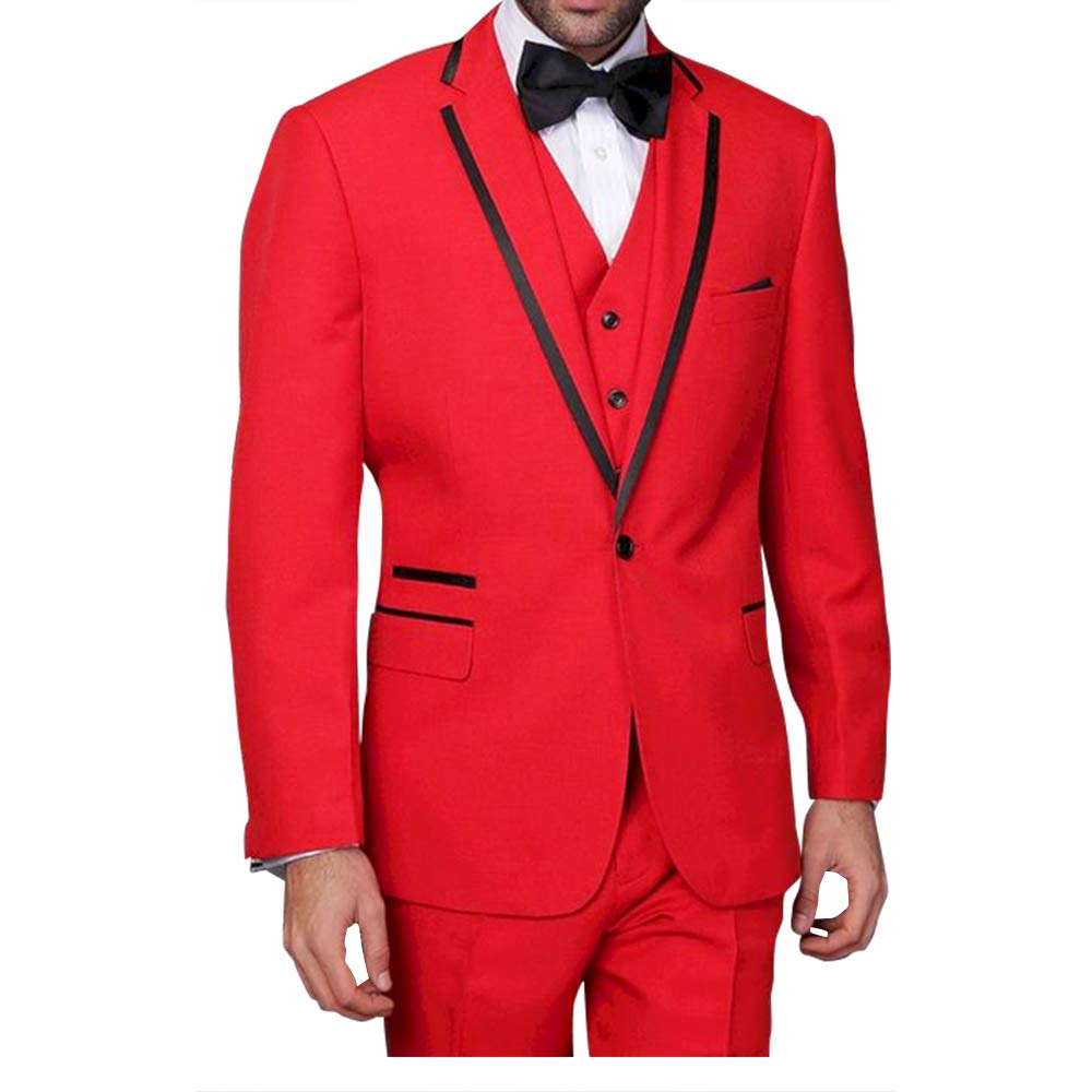 Classic 3-Piece Men's Red Slim Fit Tuxedo Suit for Wedding Groom & Groomsmen - Perfect for Formal Events, Proms & Special Occasions