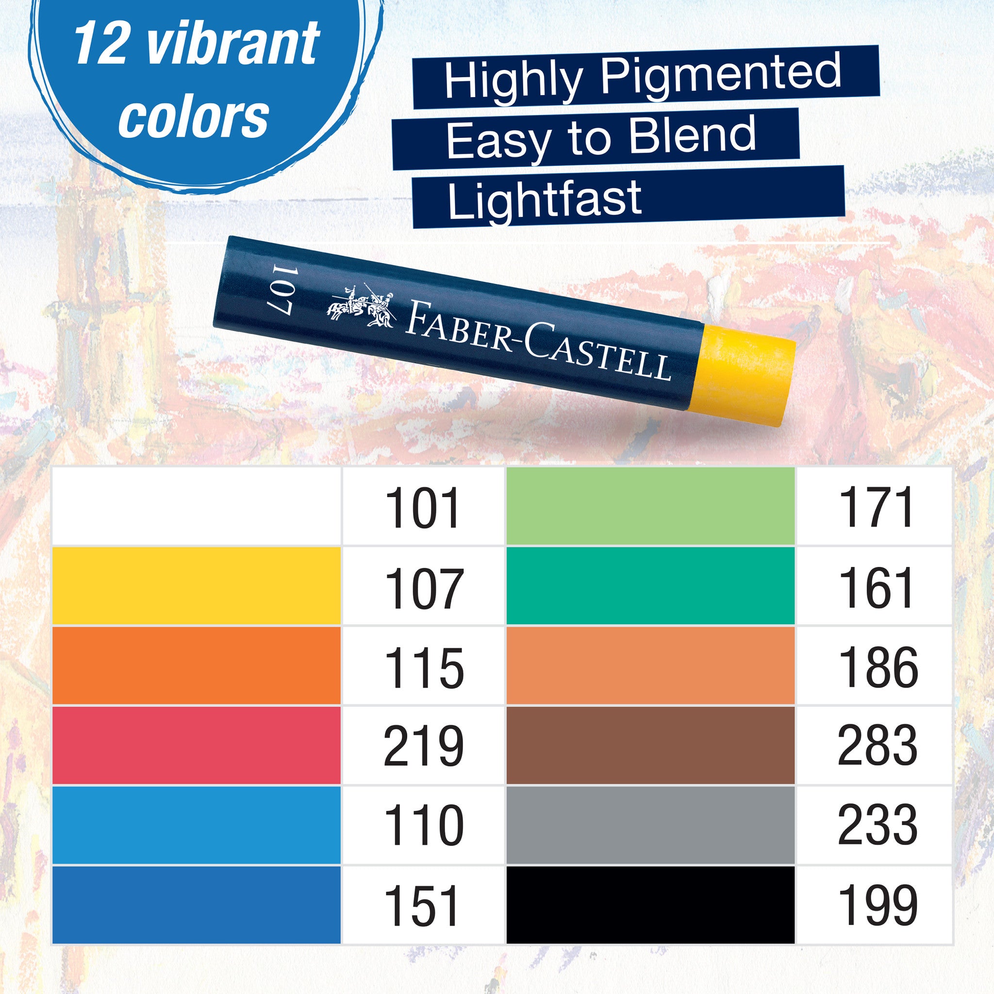 12 Vibrant Oil Pastels Set - Non-Toxic & Blendable for Artists & Students - Perfect for Sketching, Drawing & Coloring on Paper & Canvas