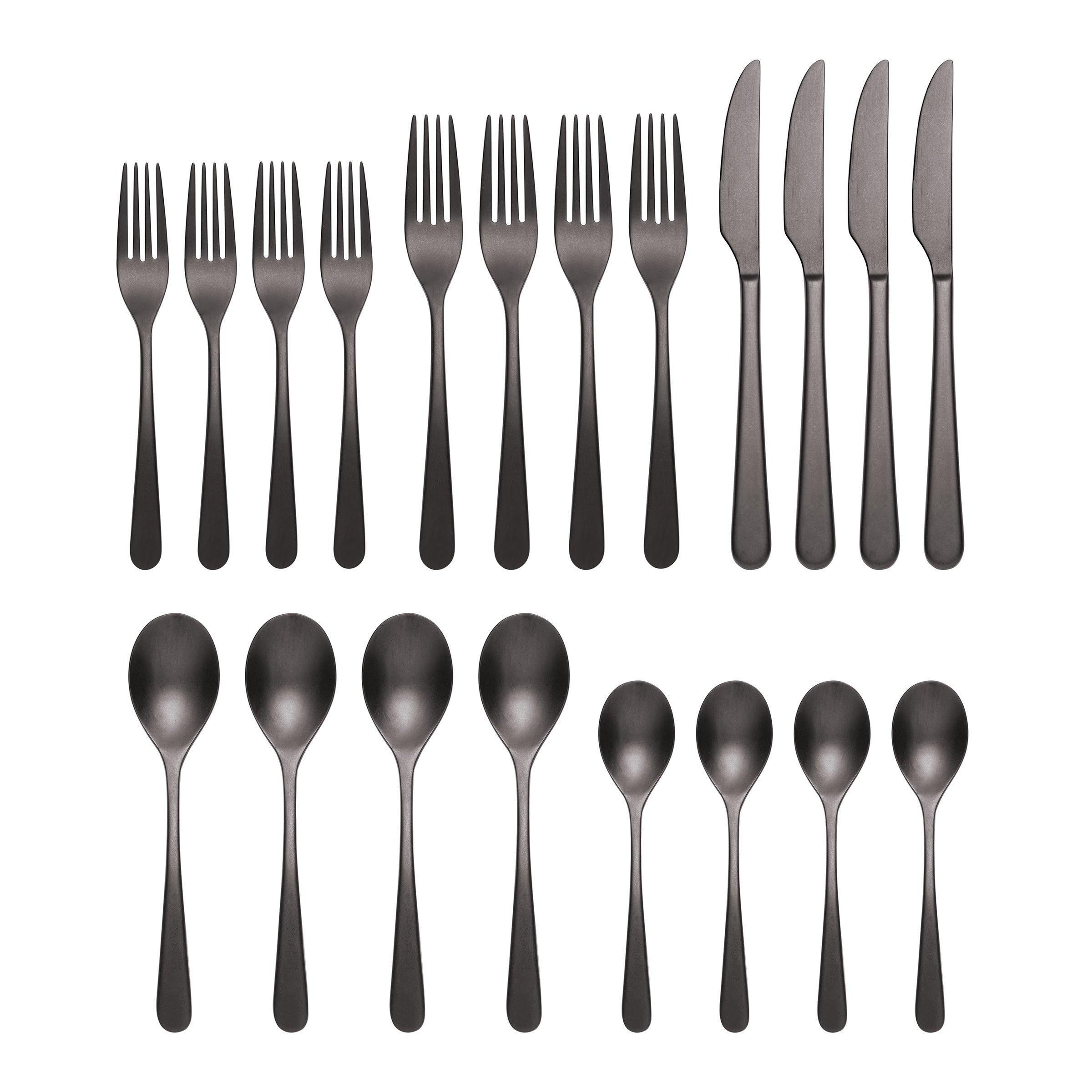 Kenbrook Black Vintage 20-Piece Flatware Set - Stainless Steel Cutlery Set for 4 People - Elegant Dining Utensils for Restaurants, Weddings & Dinner Parties