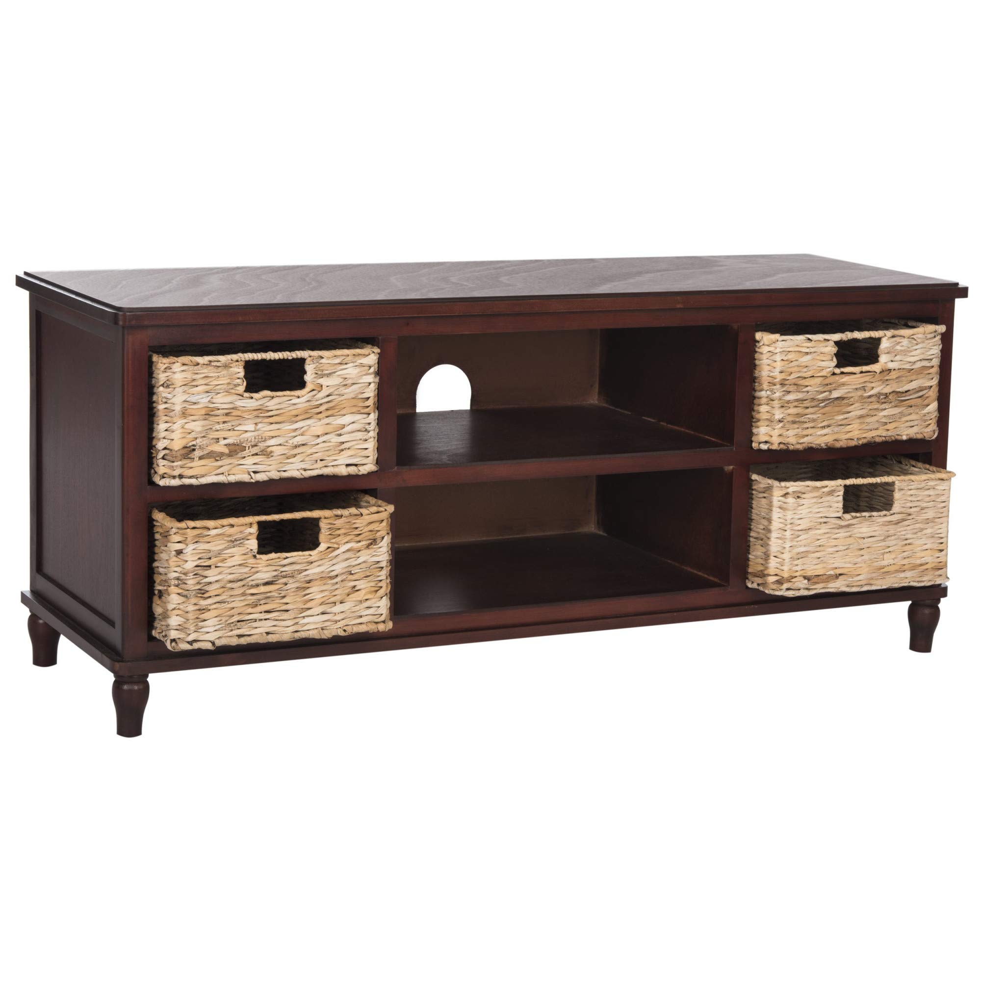 Safavieh Home Collection Rooney Entertainment TV Stand - White Wash Finish - Modern TV Console for Living Room, Bedroom & Home Theater