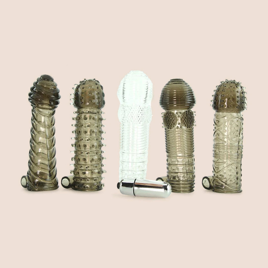 Premium Vibrating Penis Sleeve Kit - Textured Stimulation Sleeve for Enhanced Pleasure | Couples Sex Toy for Intimate Moments & Solo Play | Waterproof & Rechargeable Adult Toy