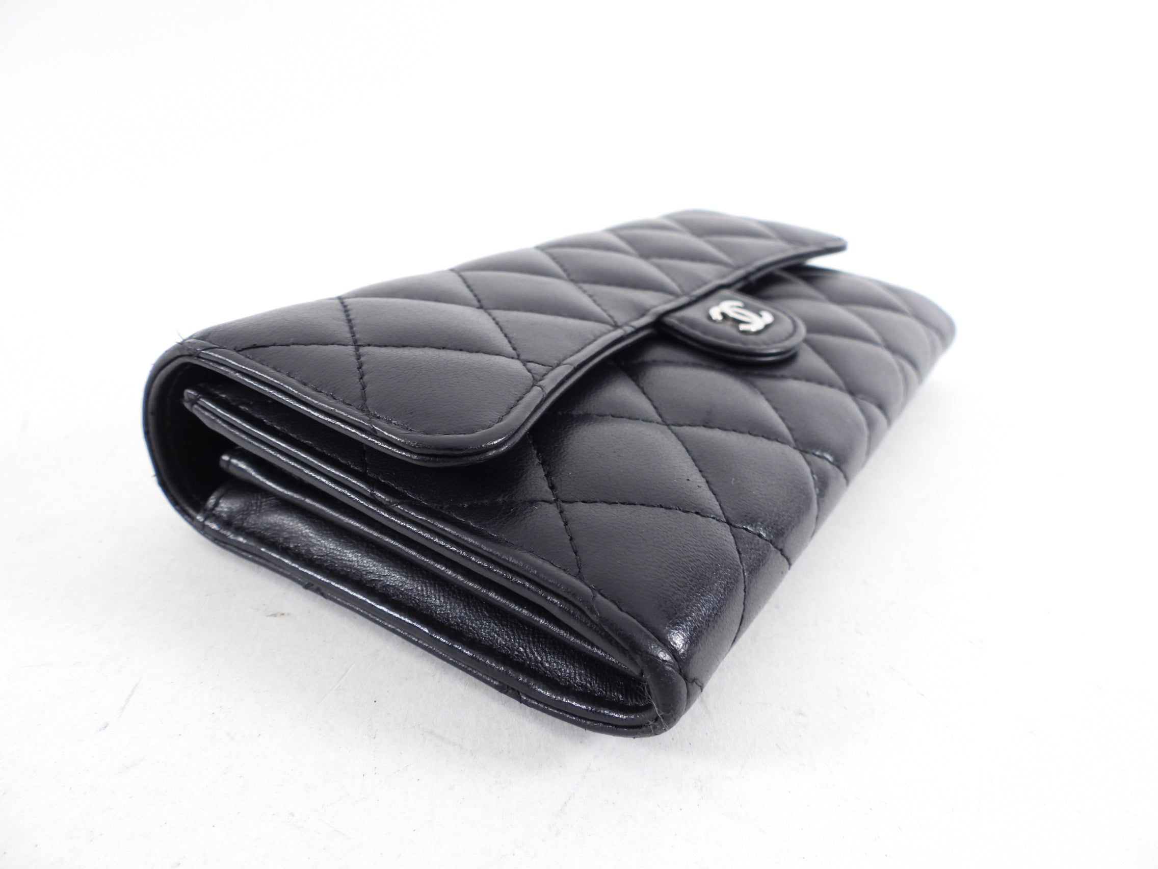 Chanel Black Lambskin Quilted Leather CC Flap Continental Wallet for Women | Luxury Designer Clutch Purse | Perfect for Evening Events, Parties & Special Occasions