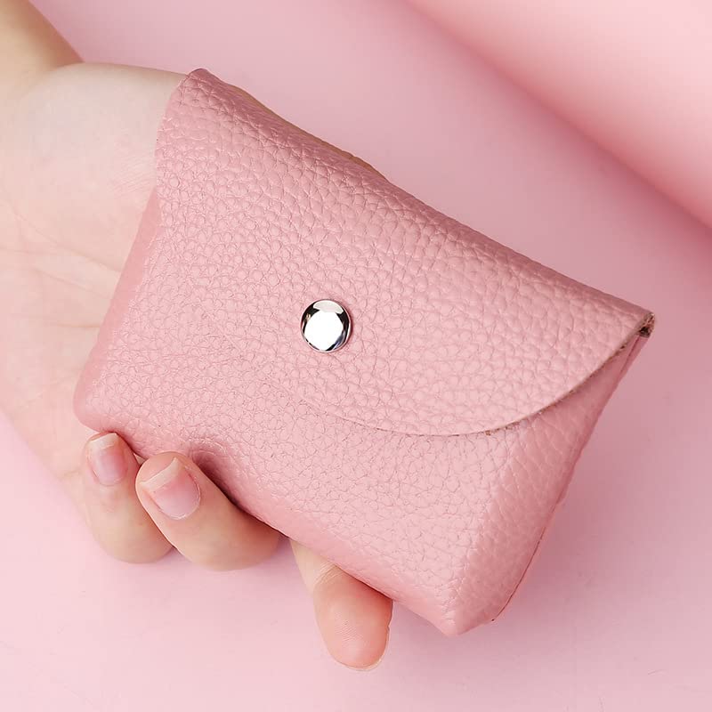 Pink Small Coin Purse Wallet for Women & Men - Compact ID Card Holder & Keychain Organizer - Perfect for Travel, Shopping, and Everyday Use
