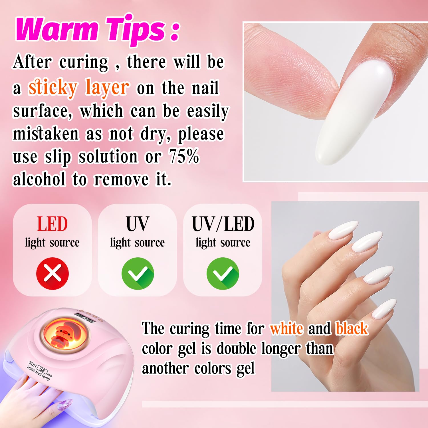 Monja Builder Nail Gel Kit - Clear Pink UV Gel Set for Nail Extension & Manicure - DIY Home & Salon Use