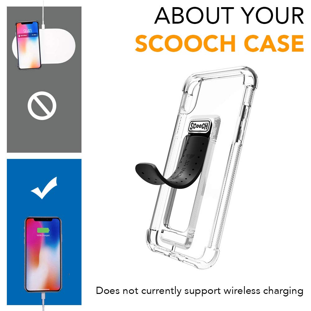 Scooch Wingman Kickstand Case for iPhone X/XS - 10ft Drop Protection, Two-Way Stand, Magnetic Car Mount Compatible - Clear Protective Phone Cover - Perfect for Travel, Work, and Hands-Free Viewing