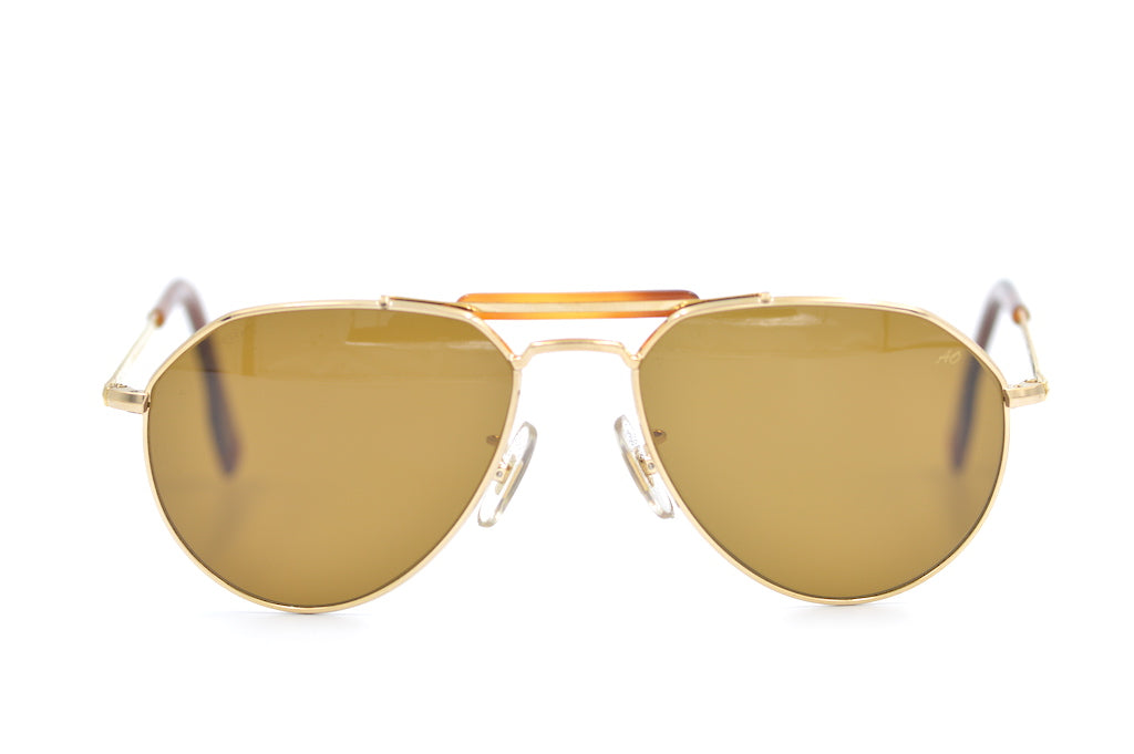 American Optical Skymaster Aviator Sunglasses - Classic Brown Tortoise Frame with Green Lenses - UV Protection for Driving, Outdoor Sports & Fashion