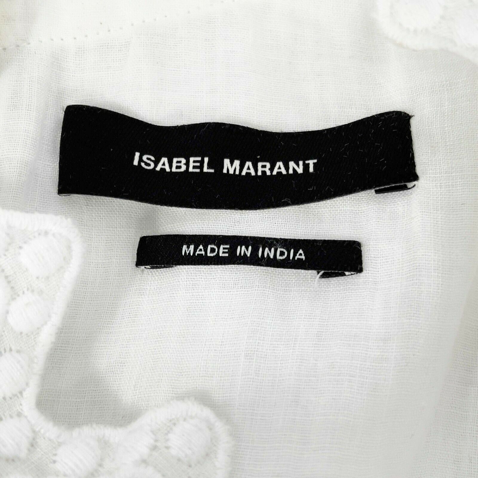 Isabel Marant 18 Nust White High Neck Sleeveless Embroidered Blouse - Women's XS (US Size 34) - Perfect for Summer Parties & Formal Occasions