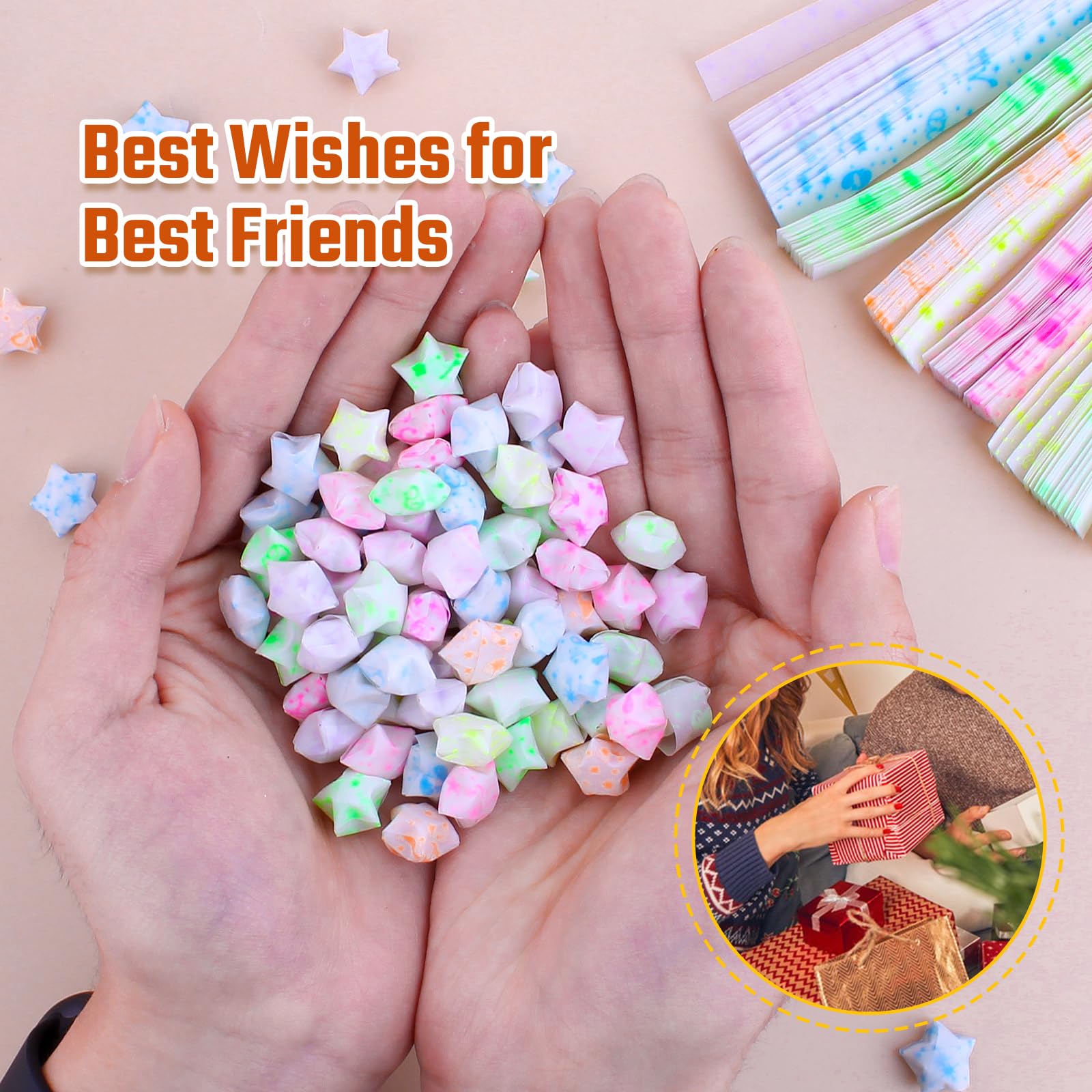 Luminous Star Origami Paper Strips Kit - 210 Sheets with 12 Zodiac Signs for DIY Lucky Star Crafting | Perfect for Gift Giving, Home Decor & Stress Relief