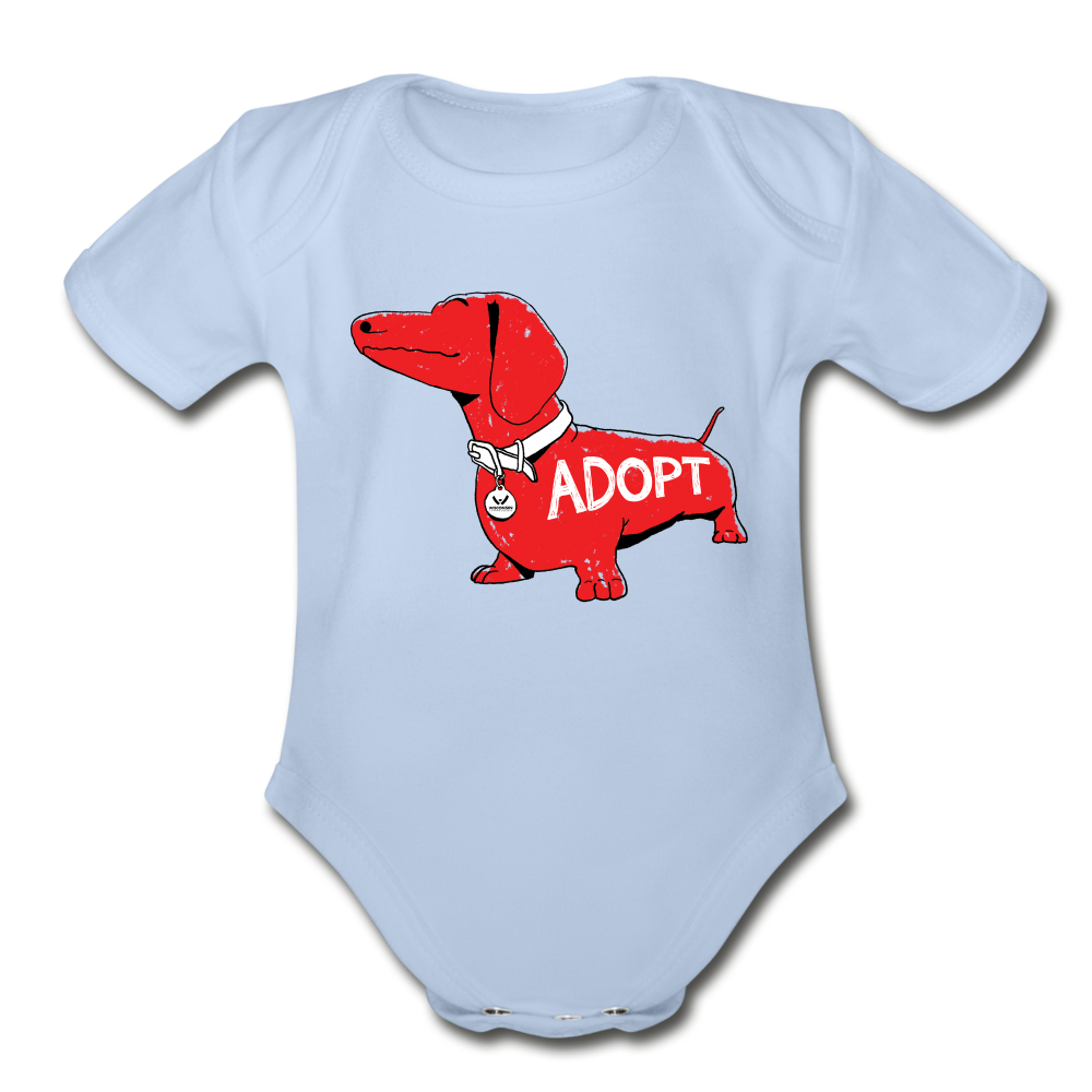 Organic Cotton Short Sleeve Baby Bodysuit - Soft & Breathable Infant Onesie with Big Red Dog Design - Perfect for Playtime, Daycare & Family Photos