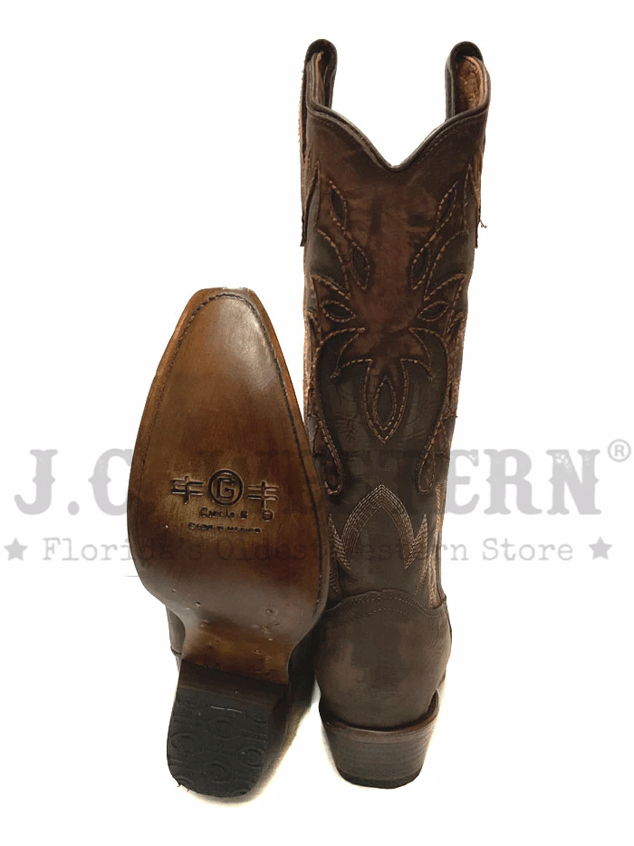 Circle G L6031 Women's Western Overlay & Embroidery Cowboy Boots in Chocolate Brown - Perfect for Rodeo, Country Dancing & Western Fashion