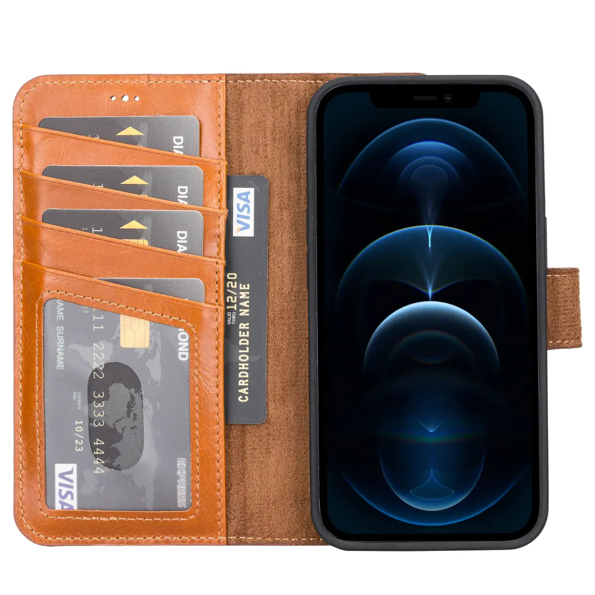 Premium Burnished Tan Leather Wallet Case for iPhone 13 Pro - Slim Protective Cover with Card Slots | Perfect for Everyday Use, Travel & Business (6.1 Inch)