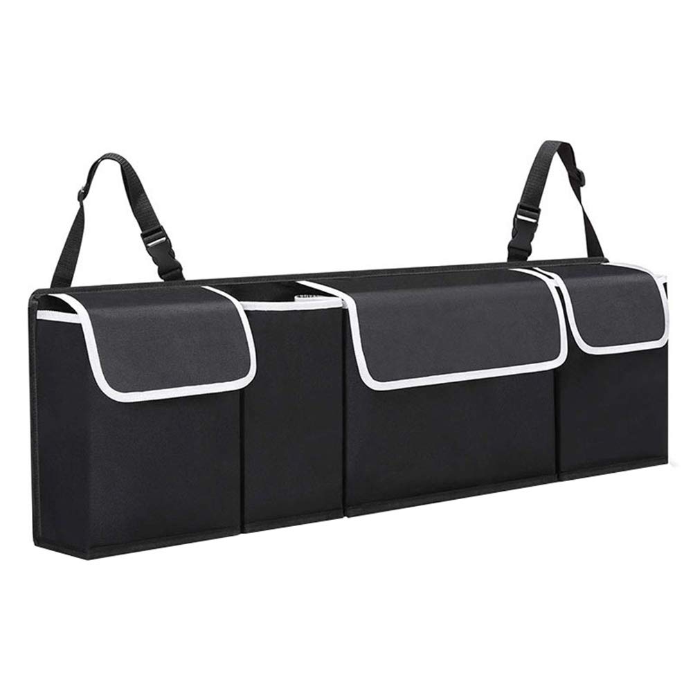Universal Backseat Car Organizer & Trunk Storage Bag - Large Capacity Kick Mats for Auto Organization, Black | Perfect for Road Trips, Family Travel & Daily Commute