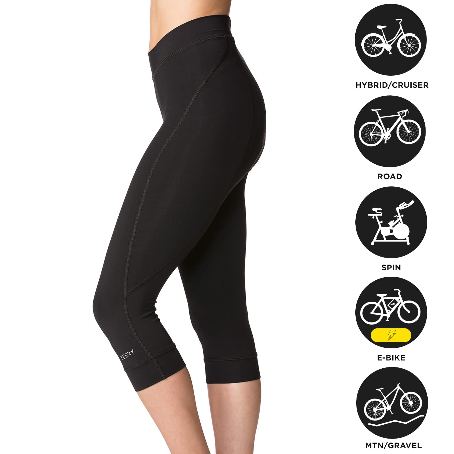 Women's Terry Cycling Pants - Padded Breakaway Bike Knicker 18