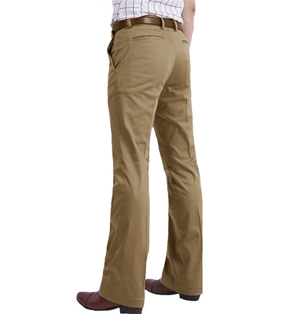 Men's Flared Boot Cut Trousers - Business Casual British Style Office Pants | Slim Fit Formal Suit Bottoms for Work & Professional Events