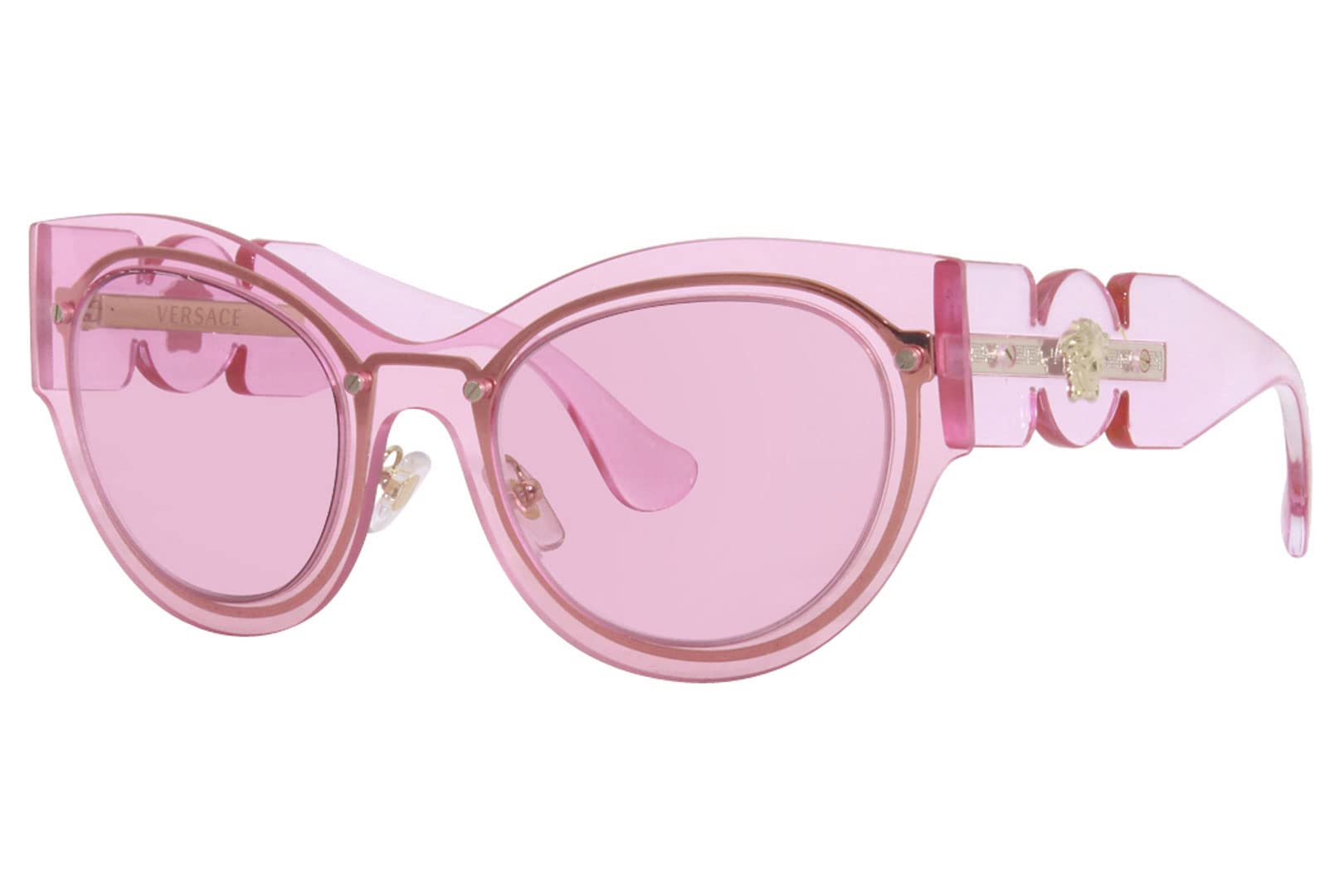 Versace VE 2234 125284 Women's Designer Sunglasses - Transparent Pink Frame & UV Protection - Perfect for Summer, Beach & Fashion Outfits