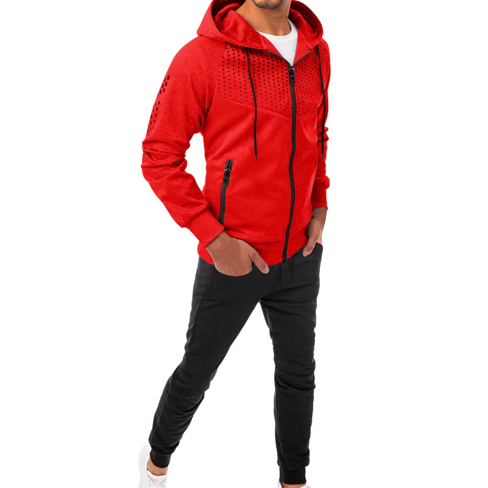 Men's 2-Piece Casual Hoodie Tracksuit - Long Sleeve Full-Zip Sweatshirt & Jogger Pants Set for Running, Jogging & Gym Workouts | Comfortable Athletic Sportswear for Men's Fitness & Lounge Wear