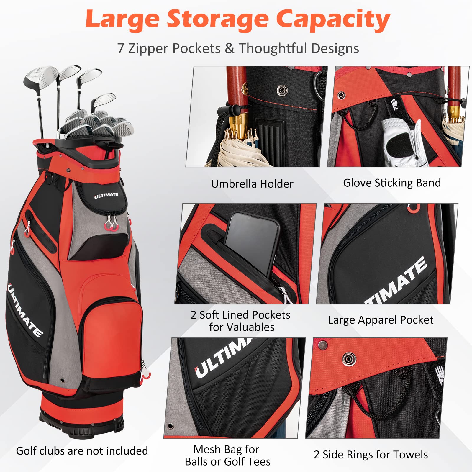 Tangkula Premium Golf Cart Bag with 14-Way Divider - Durable, Water-Resistant & Lightweight Golf Stand Bag for Men & Women - Perfect for Golf Courses, Driving Range & Outdoor Sports