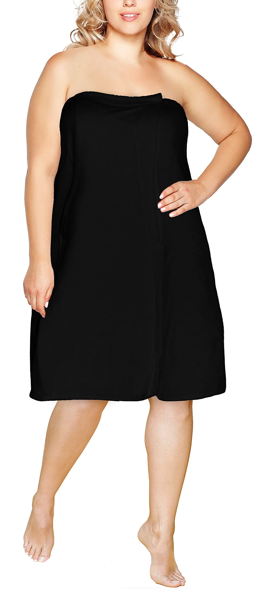 Plus Size Women's Spa Bath Wrap - 100% Cotton Terry Velour Elastic Back with Snaps (1X-6X) | Shower Wrap, Swim Cover-Up, Post-Swim Towel | Perfect for Beach, Pool, Spa & Home Relaxation