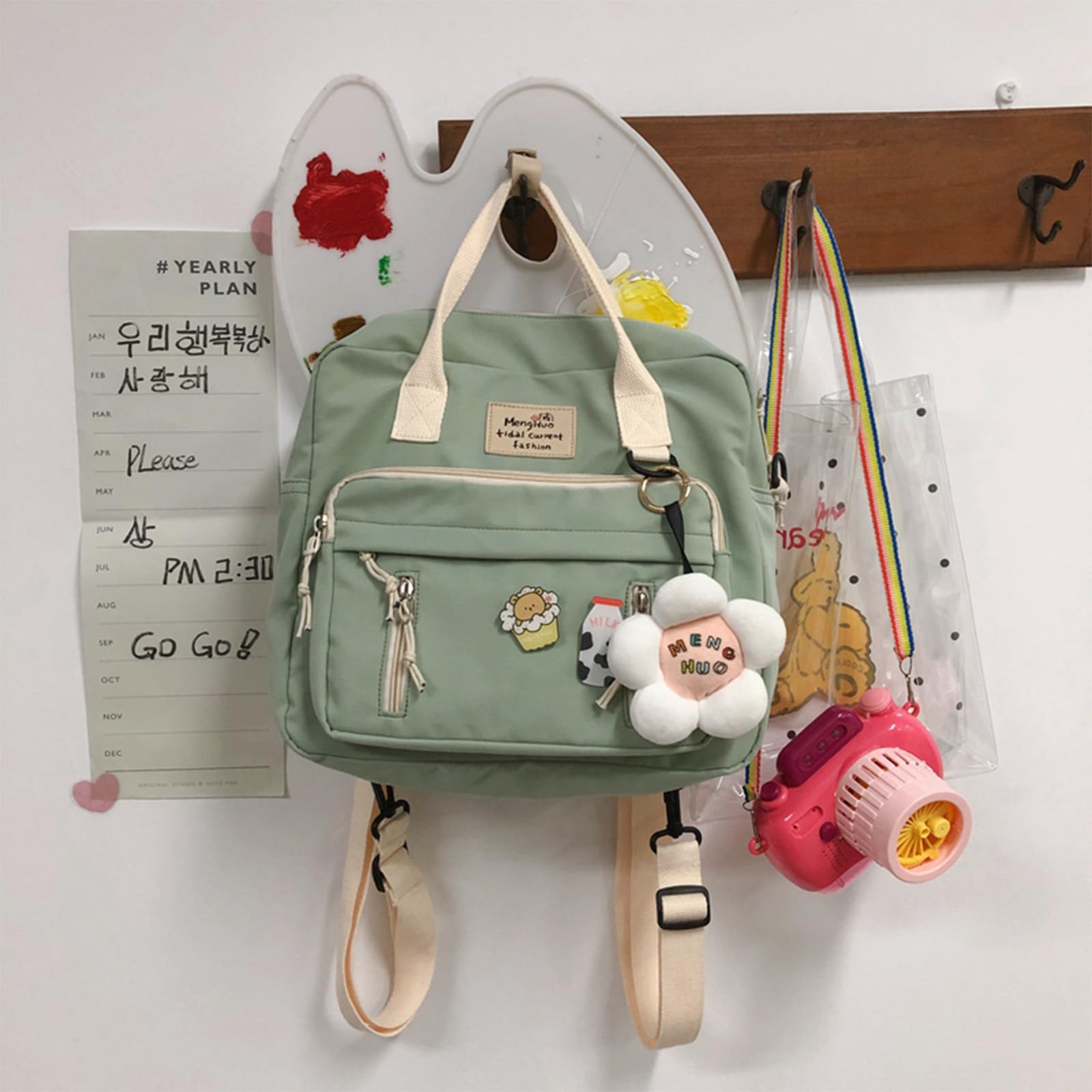 Stylish Kawaii Messenger Bag - Japanese Aesthetic Crossbody Backpack with Cute Accessories | Perfect for School, Travel & Anime Conventions